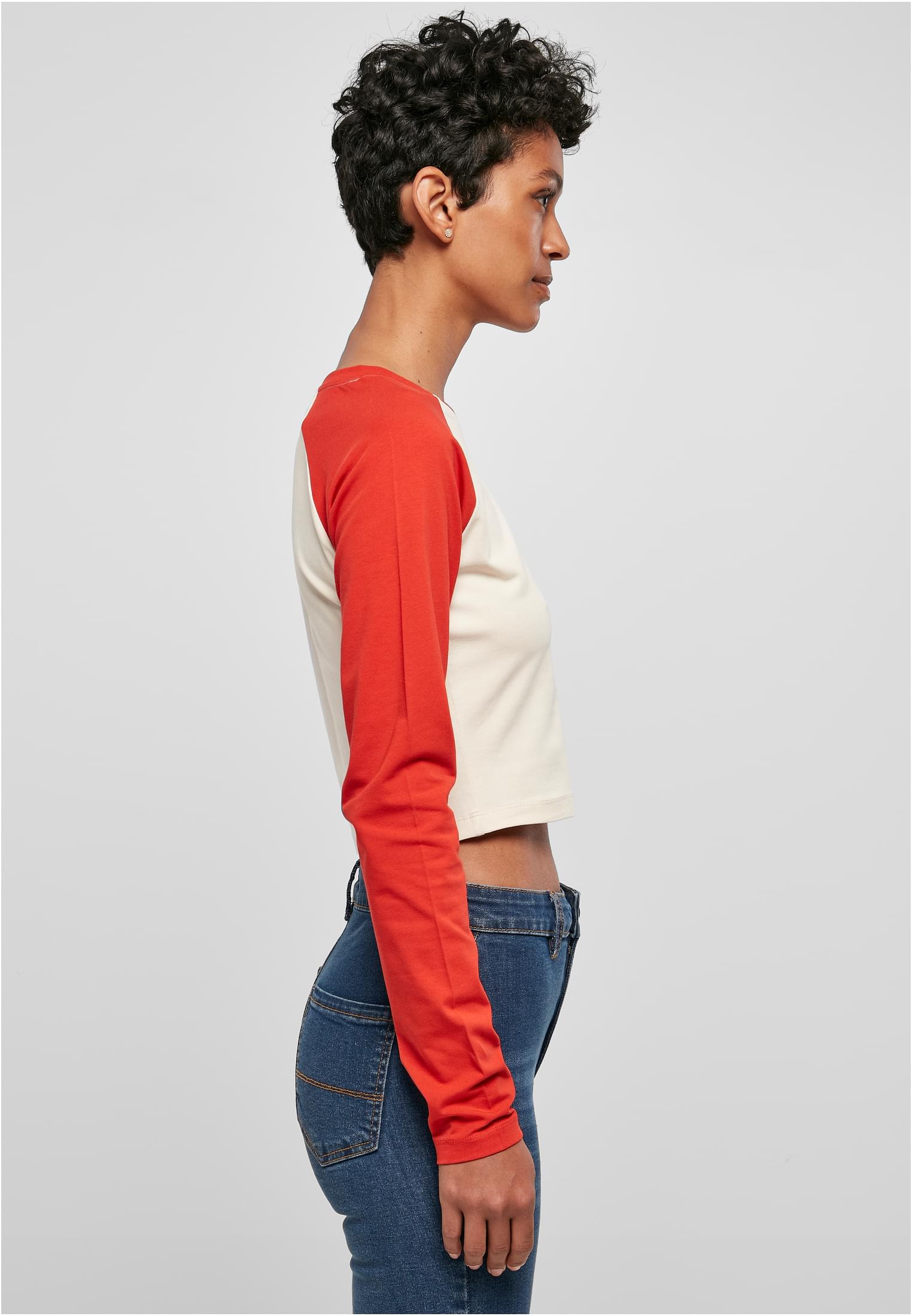 Ladies Organic Cropped Retro Baseball Longsleeve whitesand/hugered 3XL - variant image 3