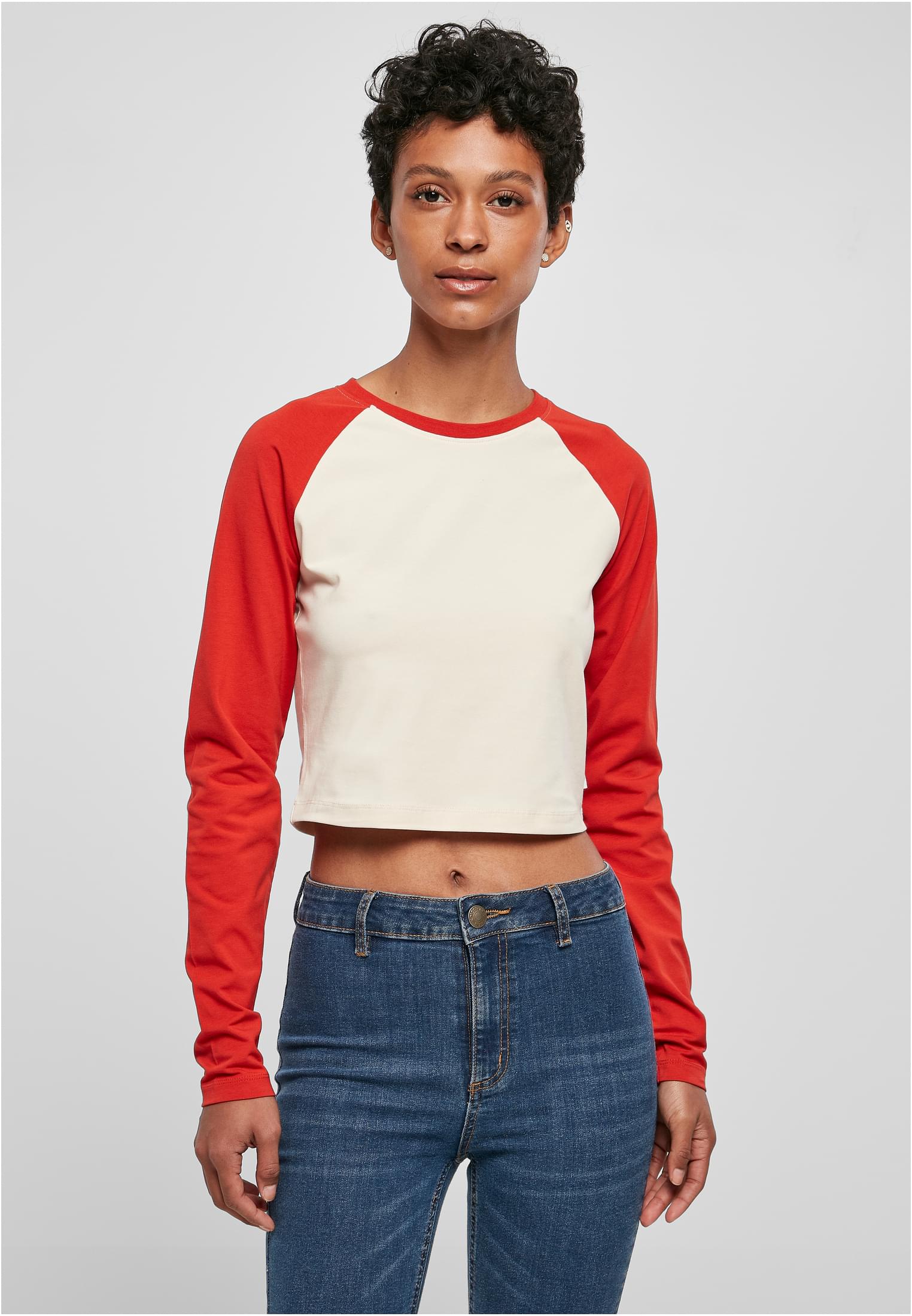 Ladies Organic Cropped Retro Baseball Longsleeve whitesand/hugered 3XL - alternate variant 4
