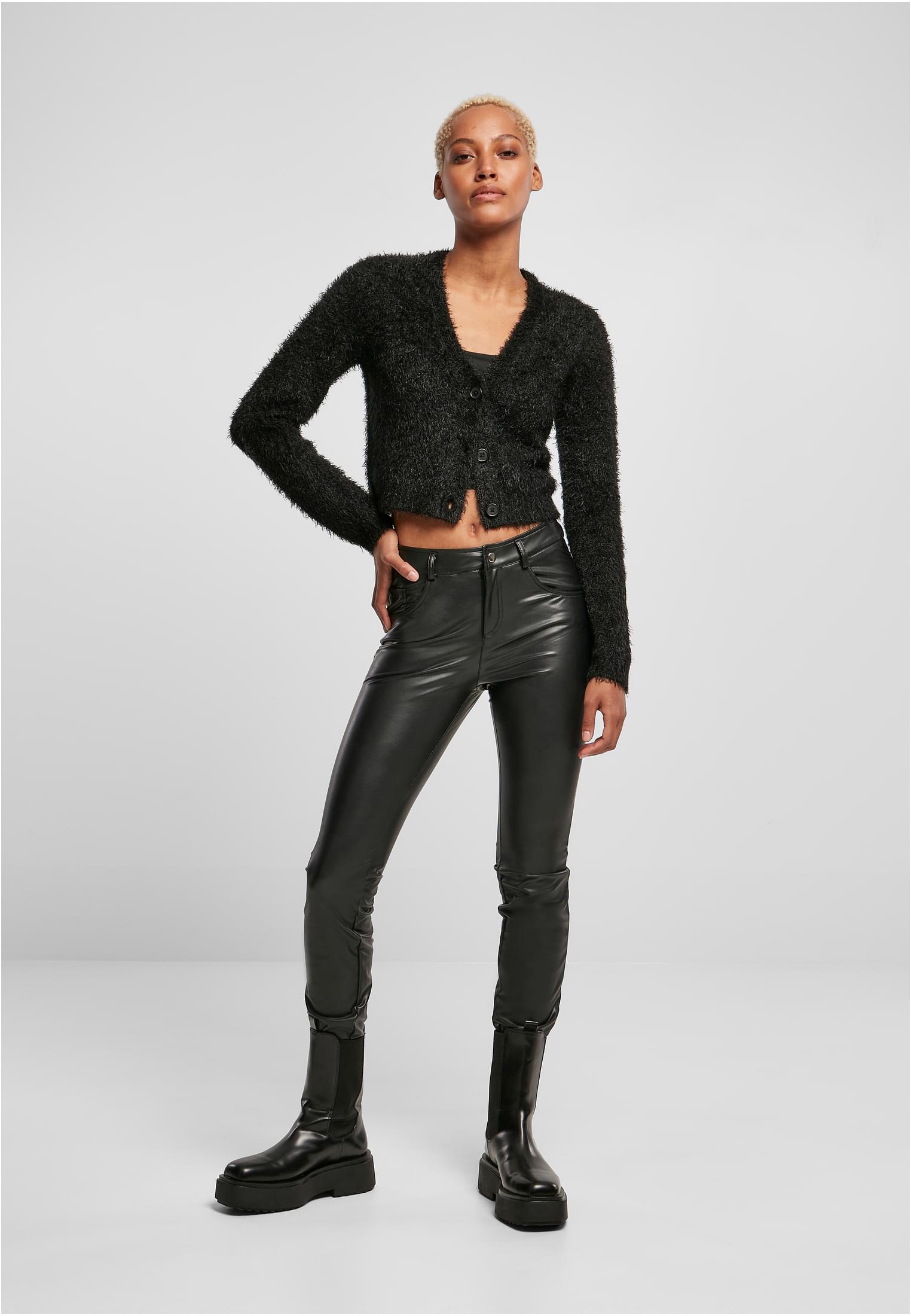 Ladies Cropped Feather Cardigan black 3XL - variant image 4