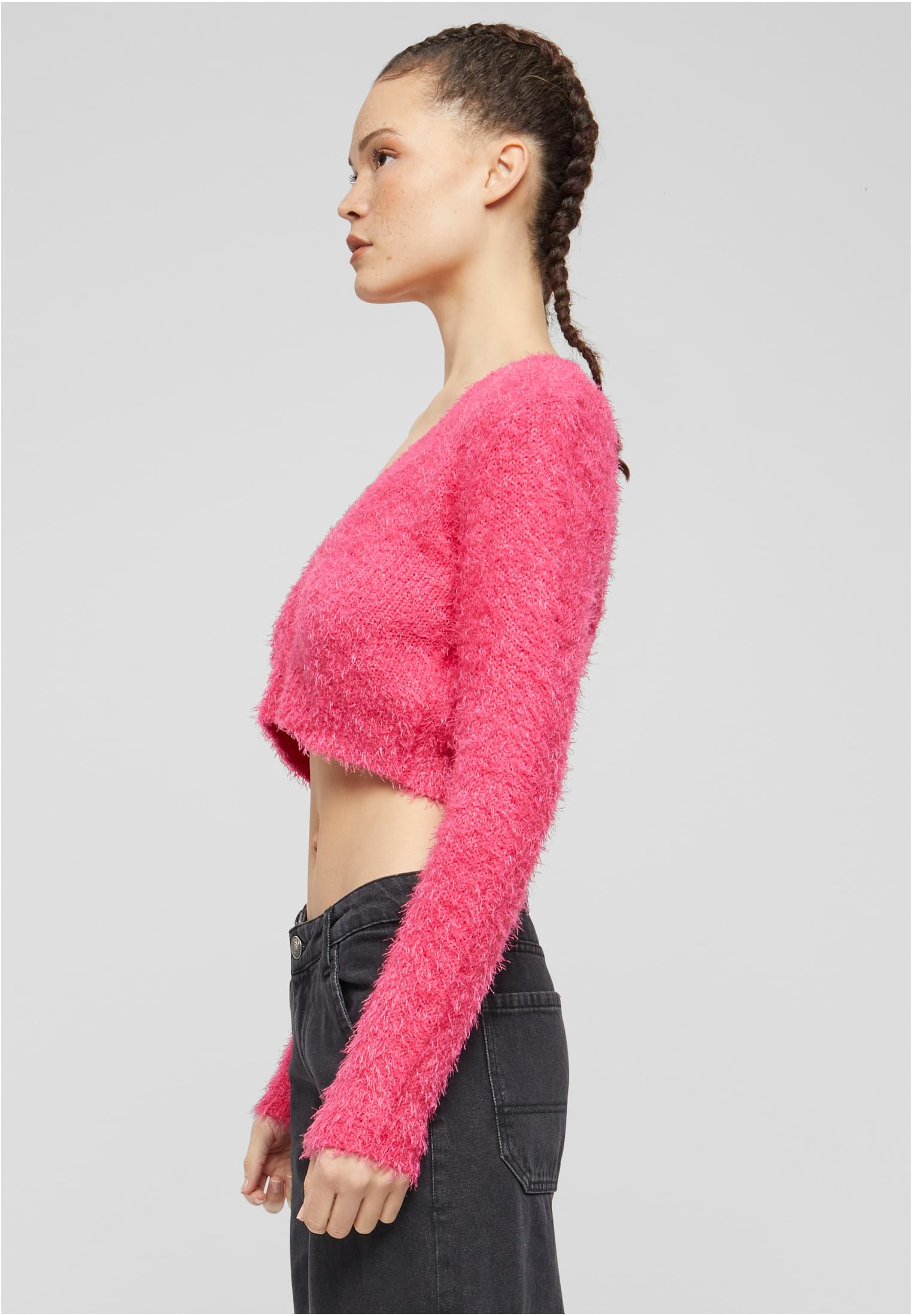Ladies Cropped Feather Cardigan hibiskus pink 3XL - variant image 1