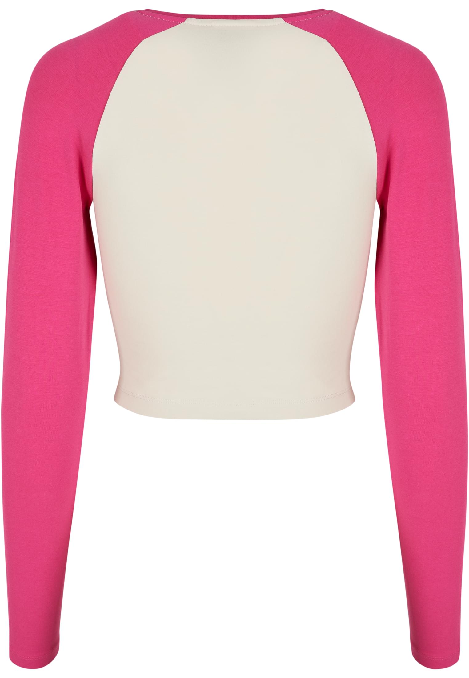 Ladies Organic Cropped Retro Baseball Longsleeve whitesand/hibiskus pink 4XL - variant image 1