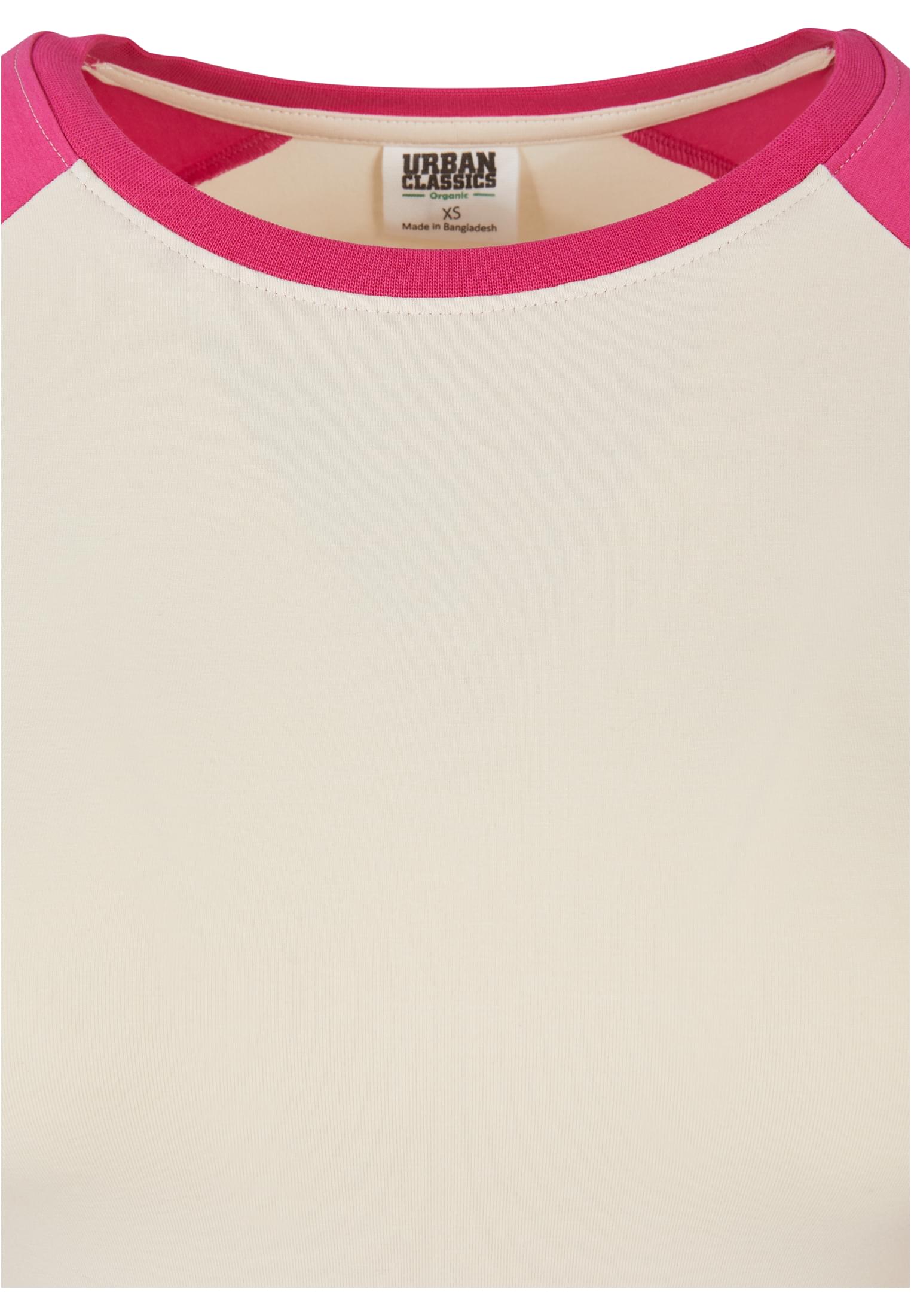 Ladies Organic Cropped Retro Baseball Longsleeve whitesand/hibiskus pink 4XL - variant image 2