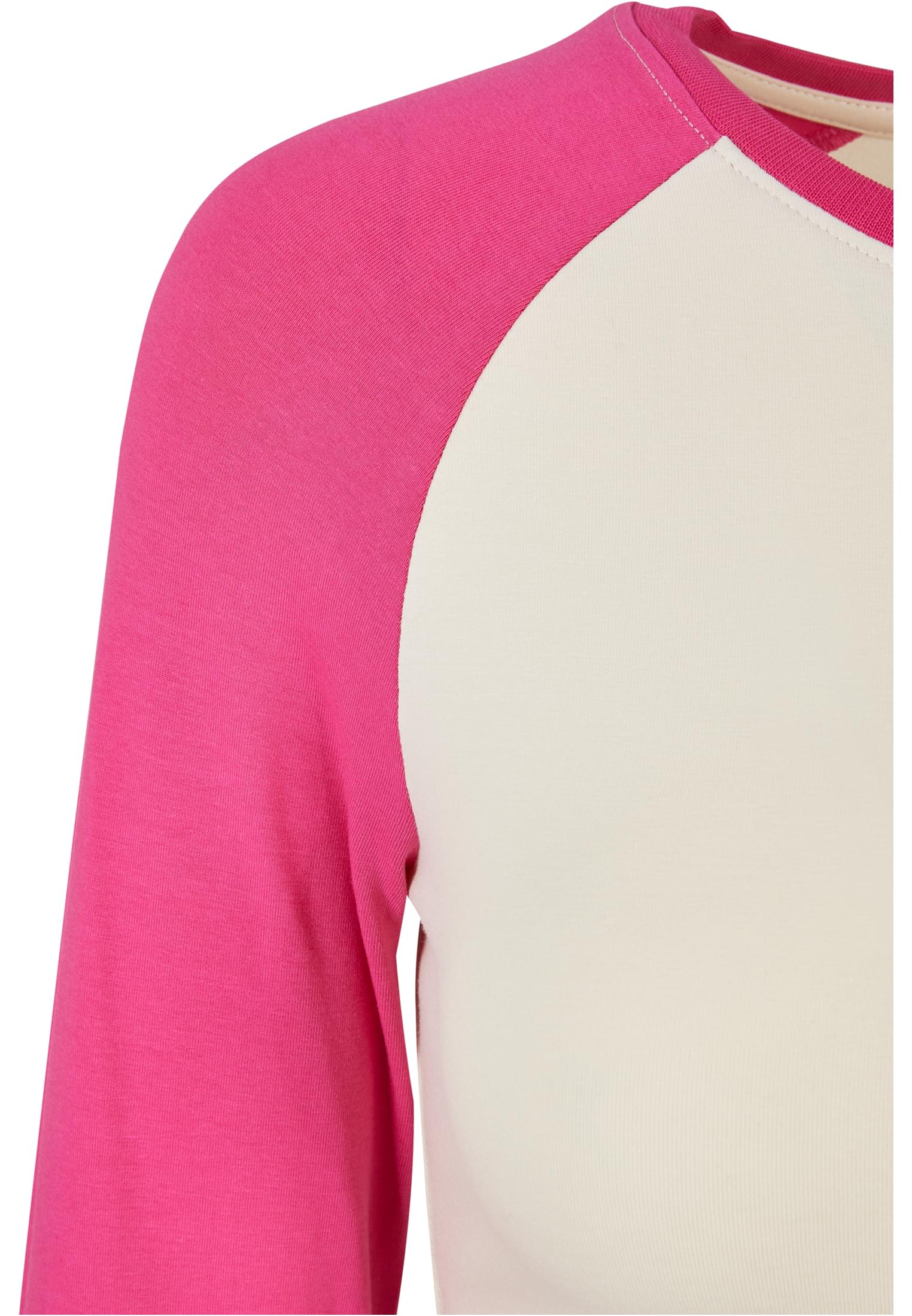 Ladies Organic Cropped Retro Baseball Longsleeve whitesand/hibiskus pink 4XL - variant image 3