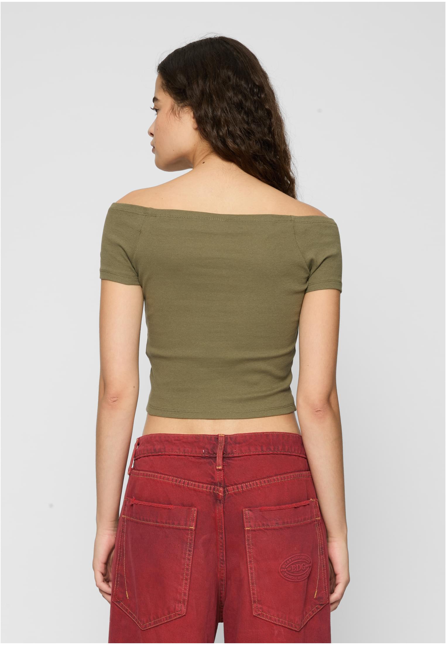 Ladies Off Shoulder Rib Tee 2-Pack bianco+oliva L
 - variant image 1