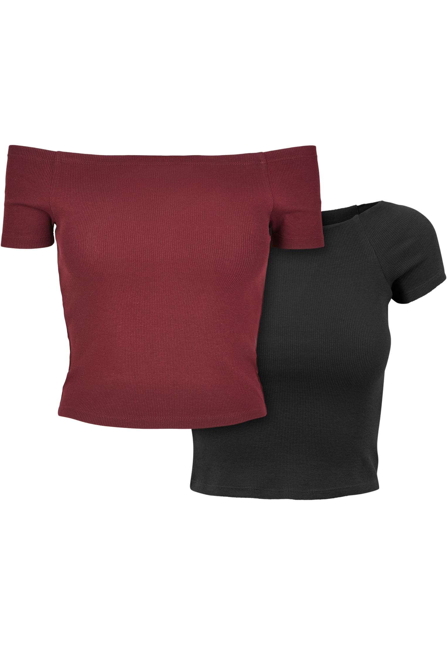 Ladies Off Shoulder Rib Tee 2-Pack rosso+nero L
 - variant image 4