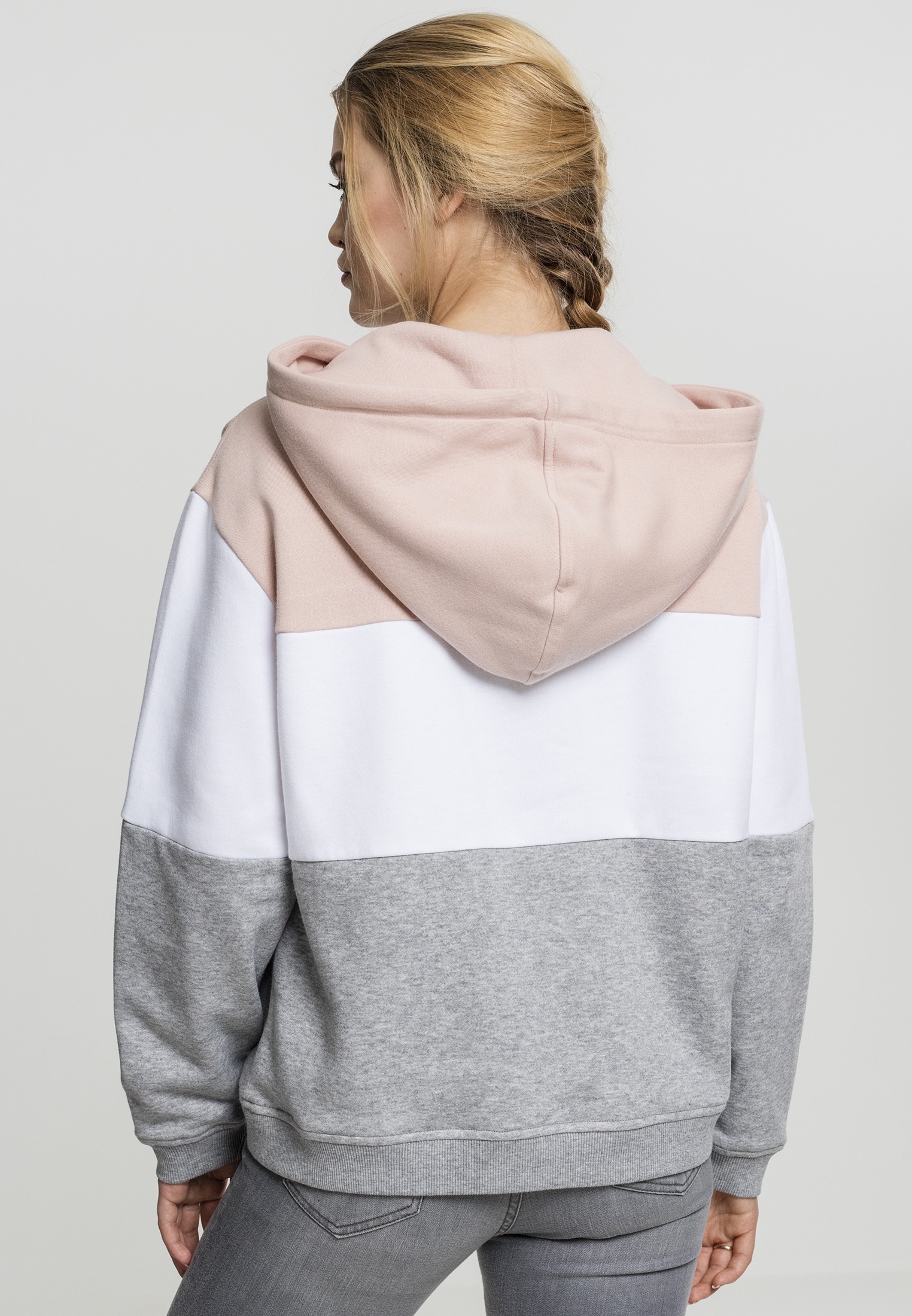 Ladies Oversize 3-Tone Hoody light rose/white/grey L - variant image 2