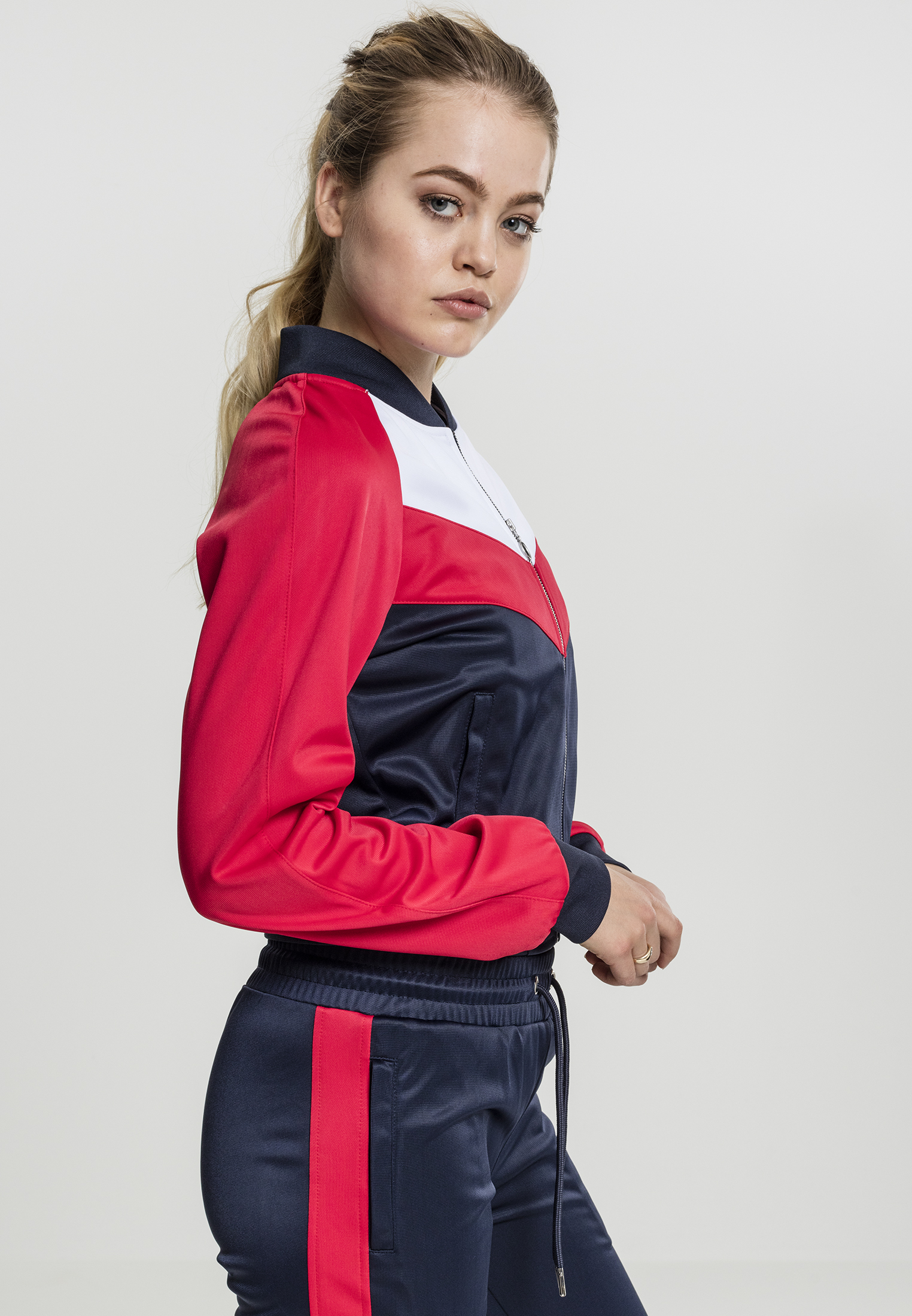 Ladies Short Raglan Track Jacket navy/fire red/white L - variant image 6