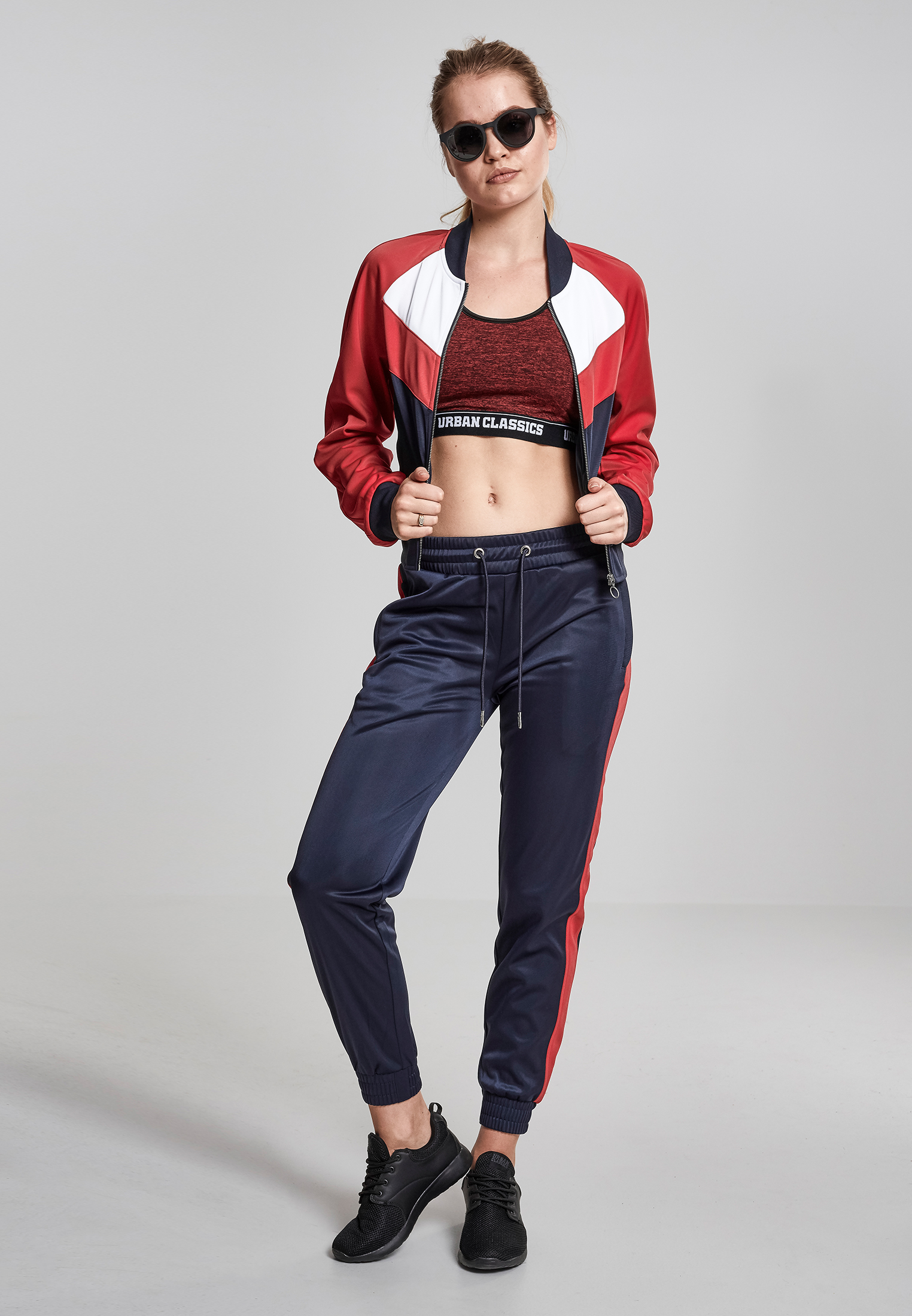 Ladies Short Raglan Track Jacket navy/fire red/white L - variant image 1