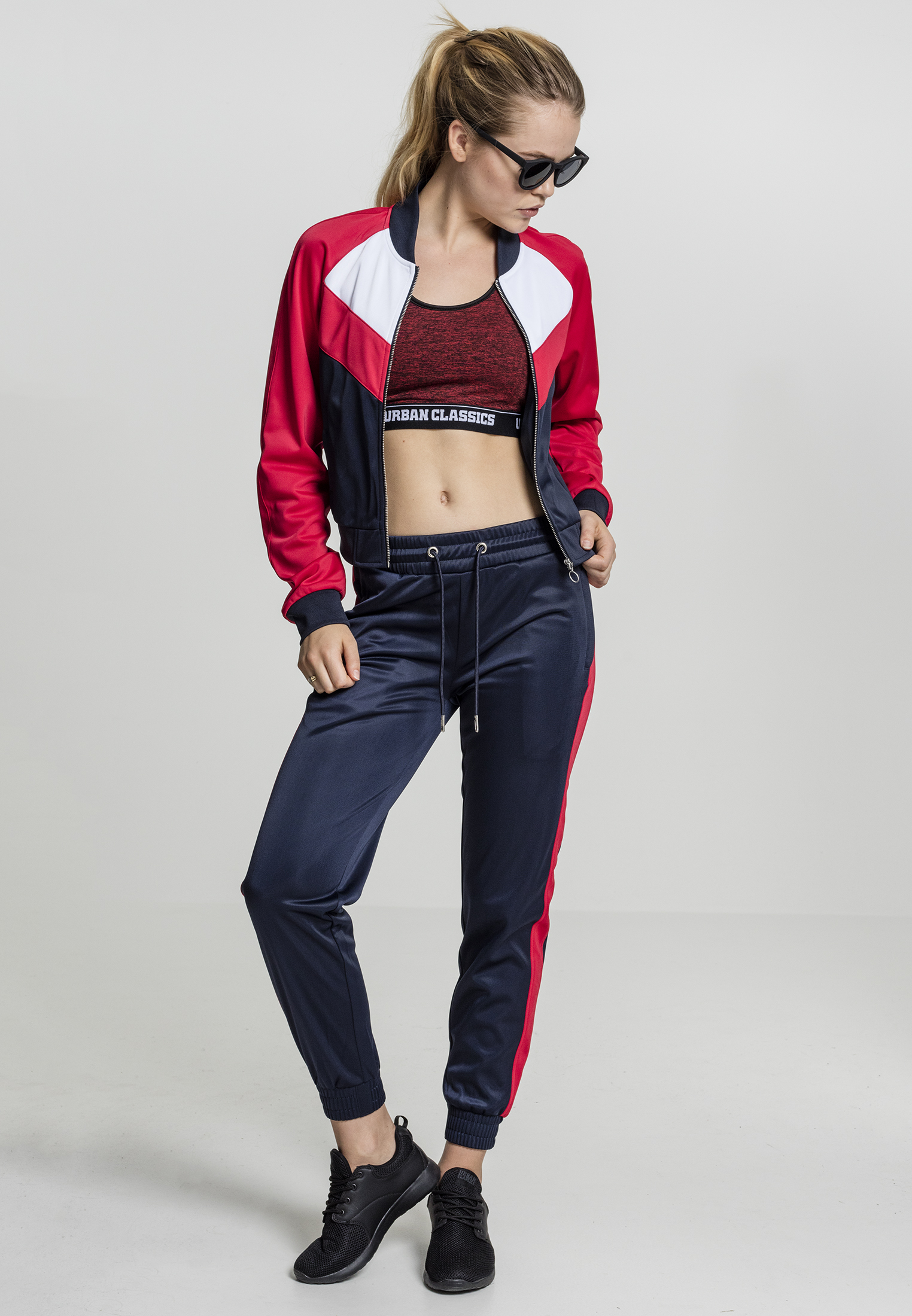 Ladies Short Raglan Track Jacket navy/fire red/white L - alternate variant 1