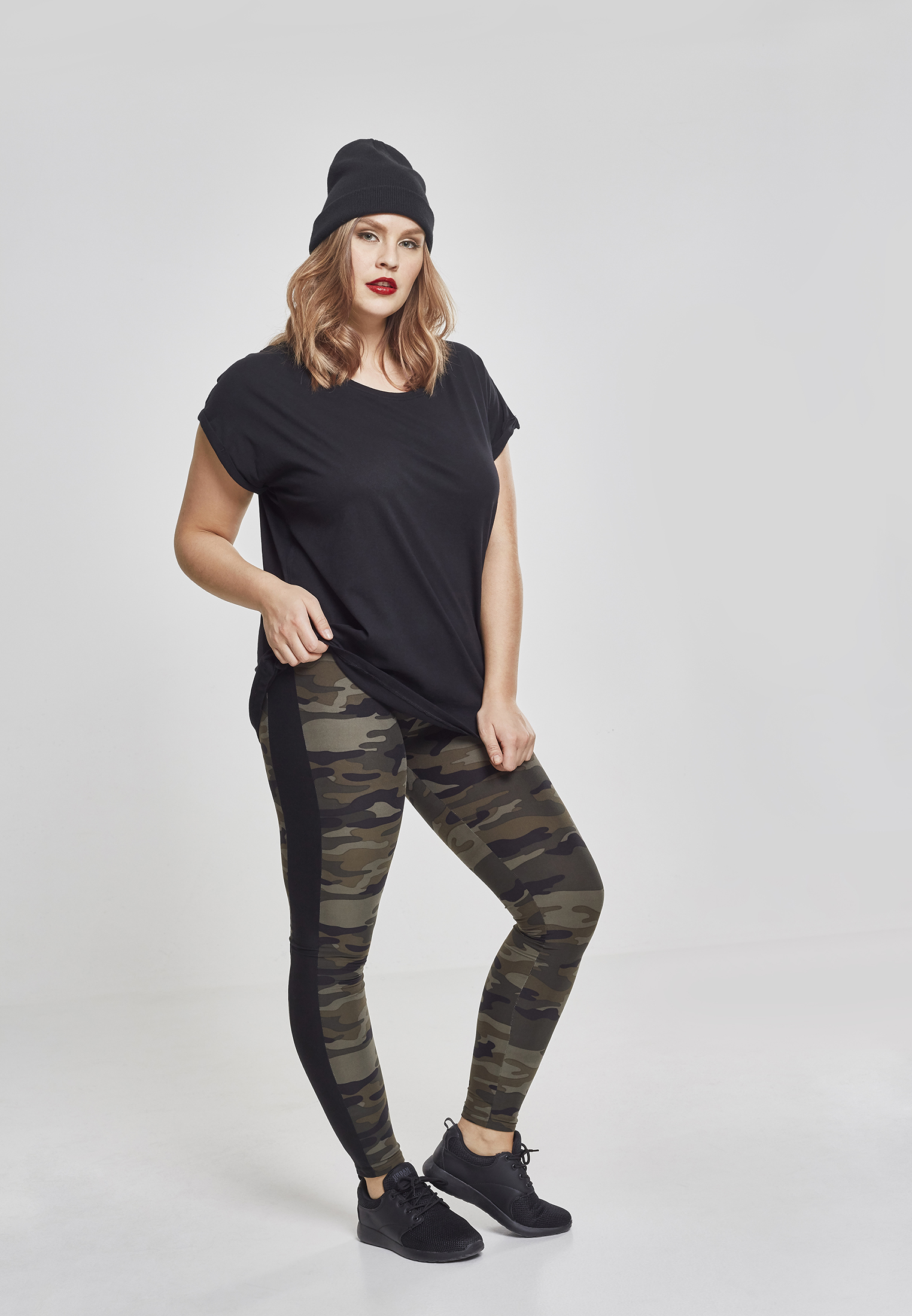 Ladies Camo Stripe Leggings woodcamo/blk 3XL - variant image 4