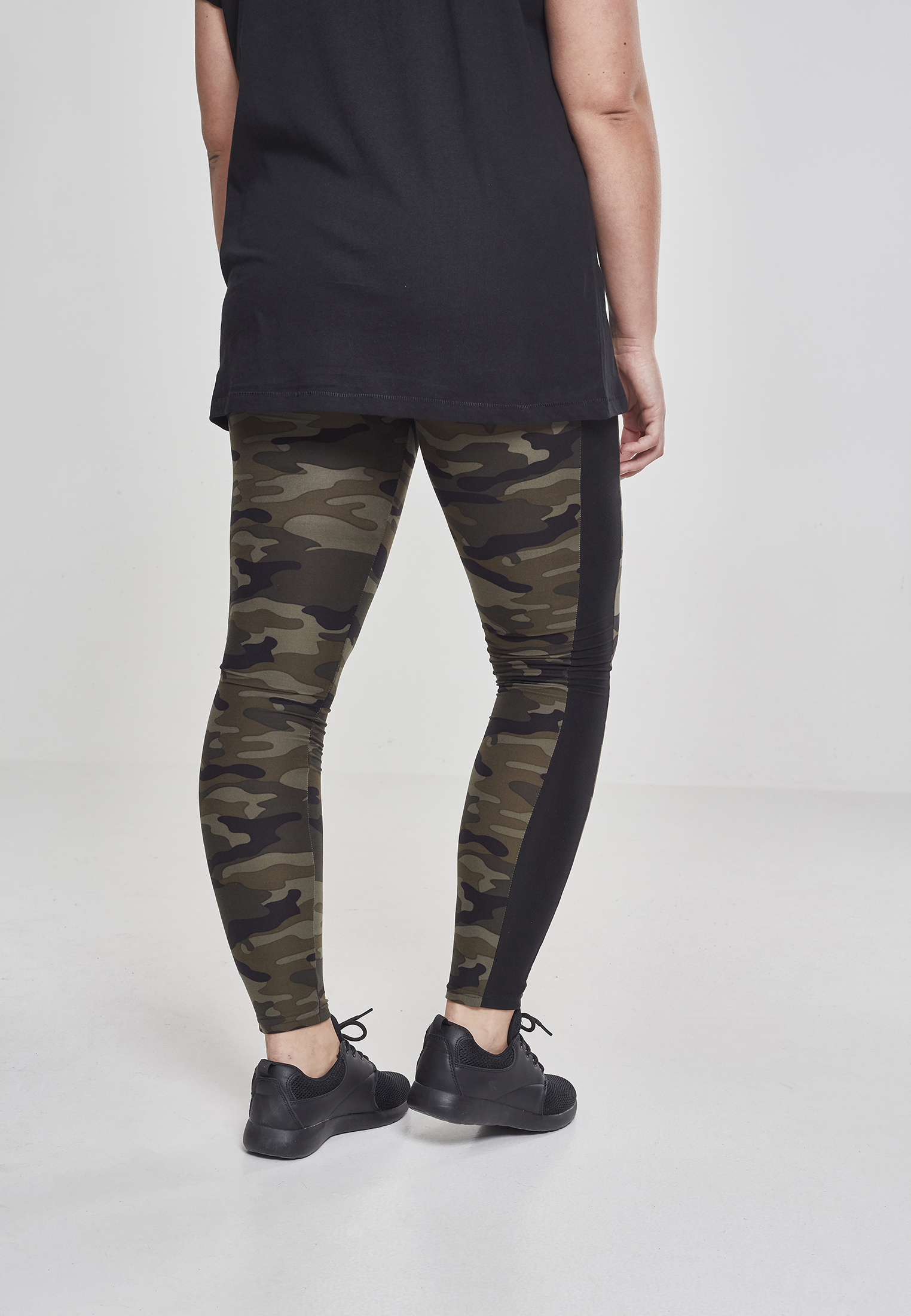 Ladies Camo Stripe Leggings woodcamo/blk 3XL - variant image 2