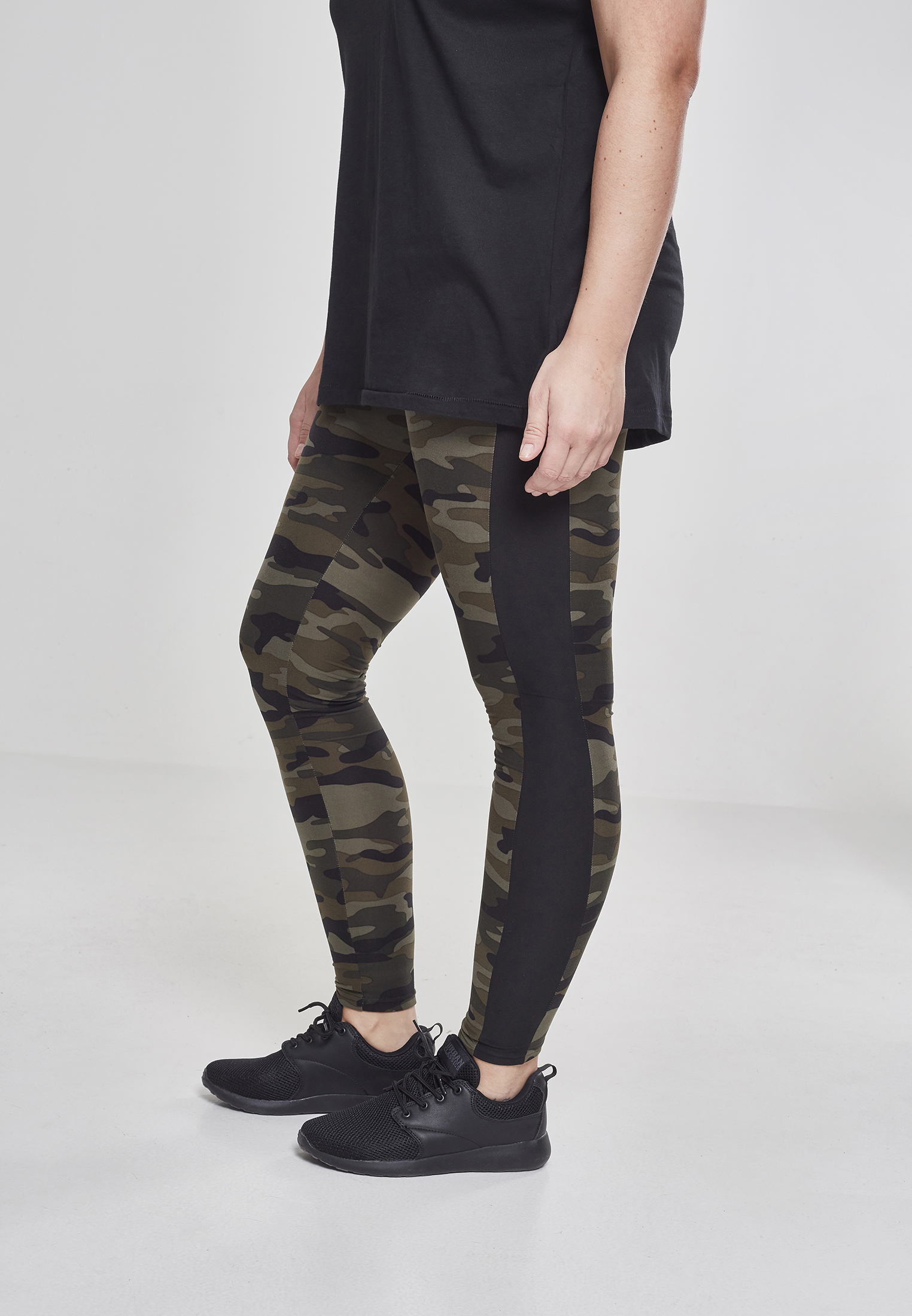 Ladies Camo Stripe Leggings woodcamo/blk 3XL - variant image 1