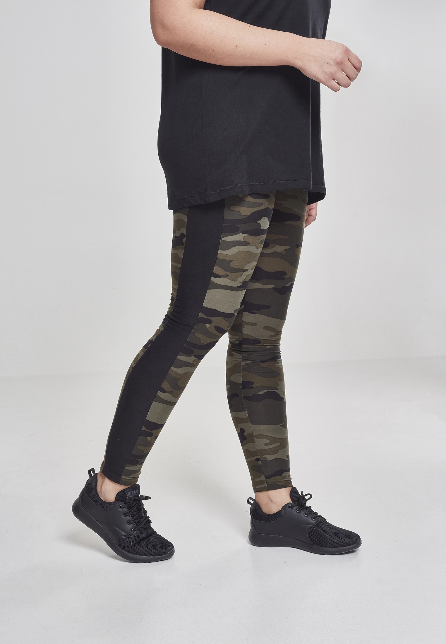 Ladies Camo Stripe Leggings woodcamo/blk 3XL - variant image 3