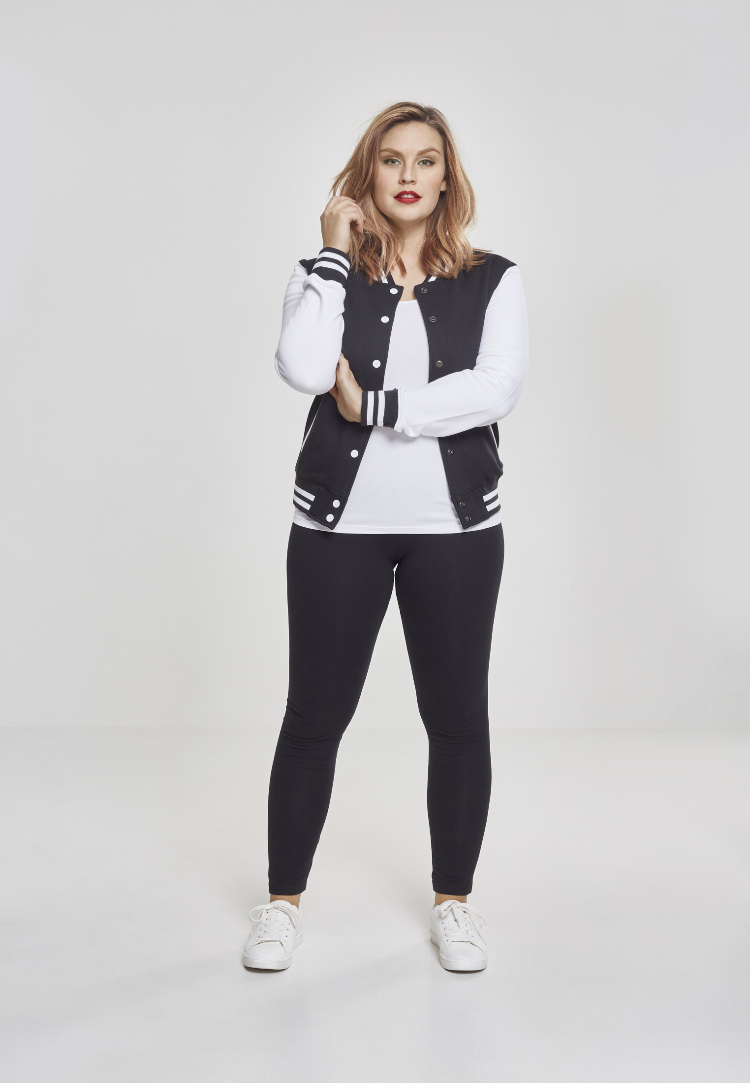 Ladies 2-tone College Sweatjacket blk/wht 3XL - variant image 5