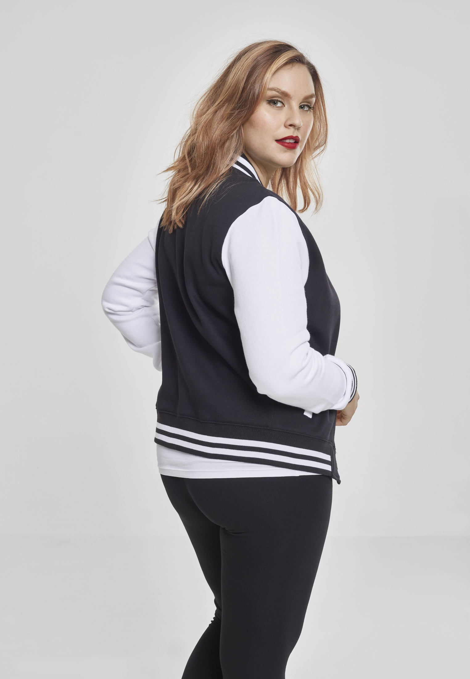 Ladies 2-tone College Sweatjacket blk/wht 3XL - variant image 2