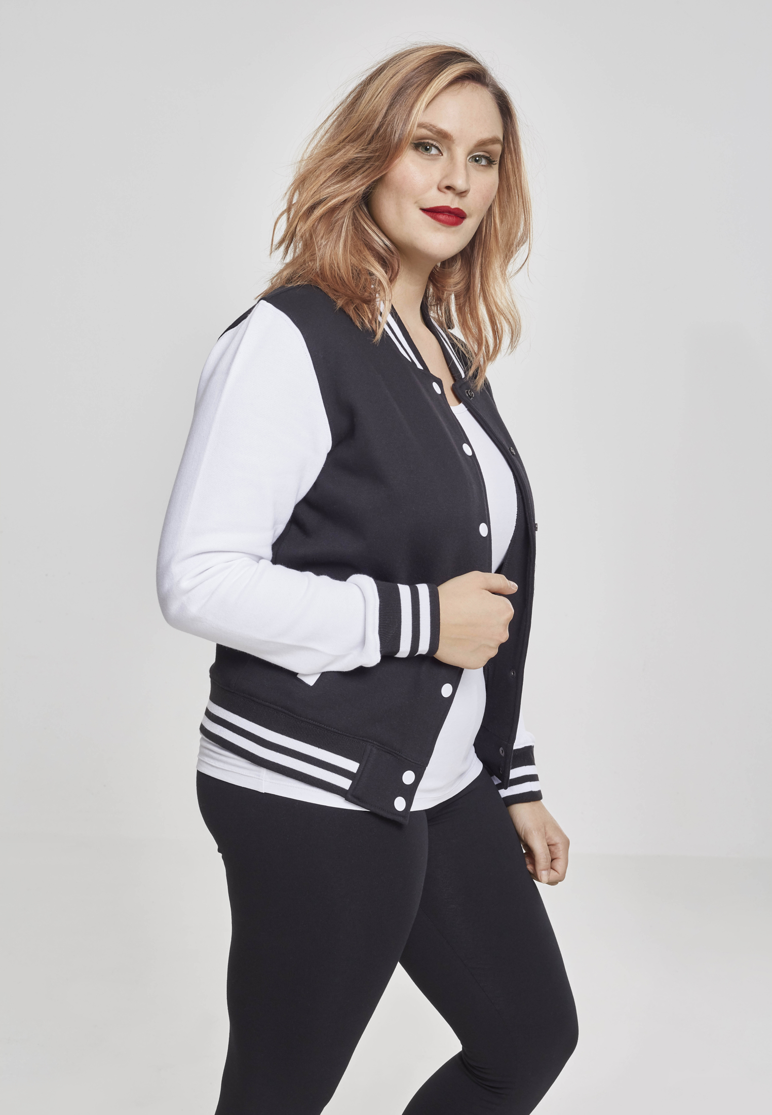 Ladies 2-tone College Sweatjacket blk/wht 3XL - variant image 3