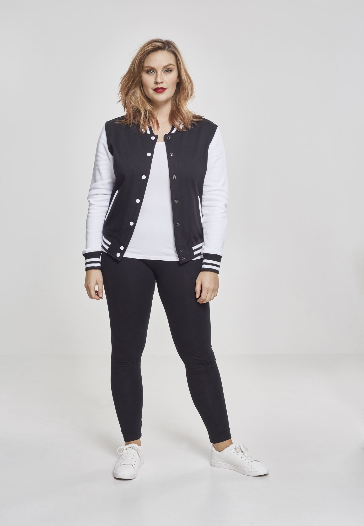 Ladies 2-tone College Sweatjacket blk/wht 3XL - variant image 4