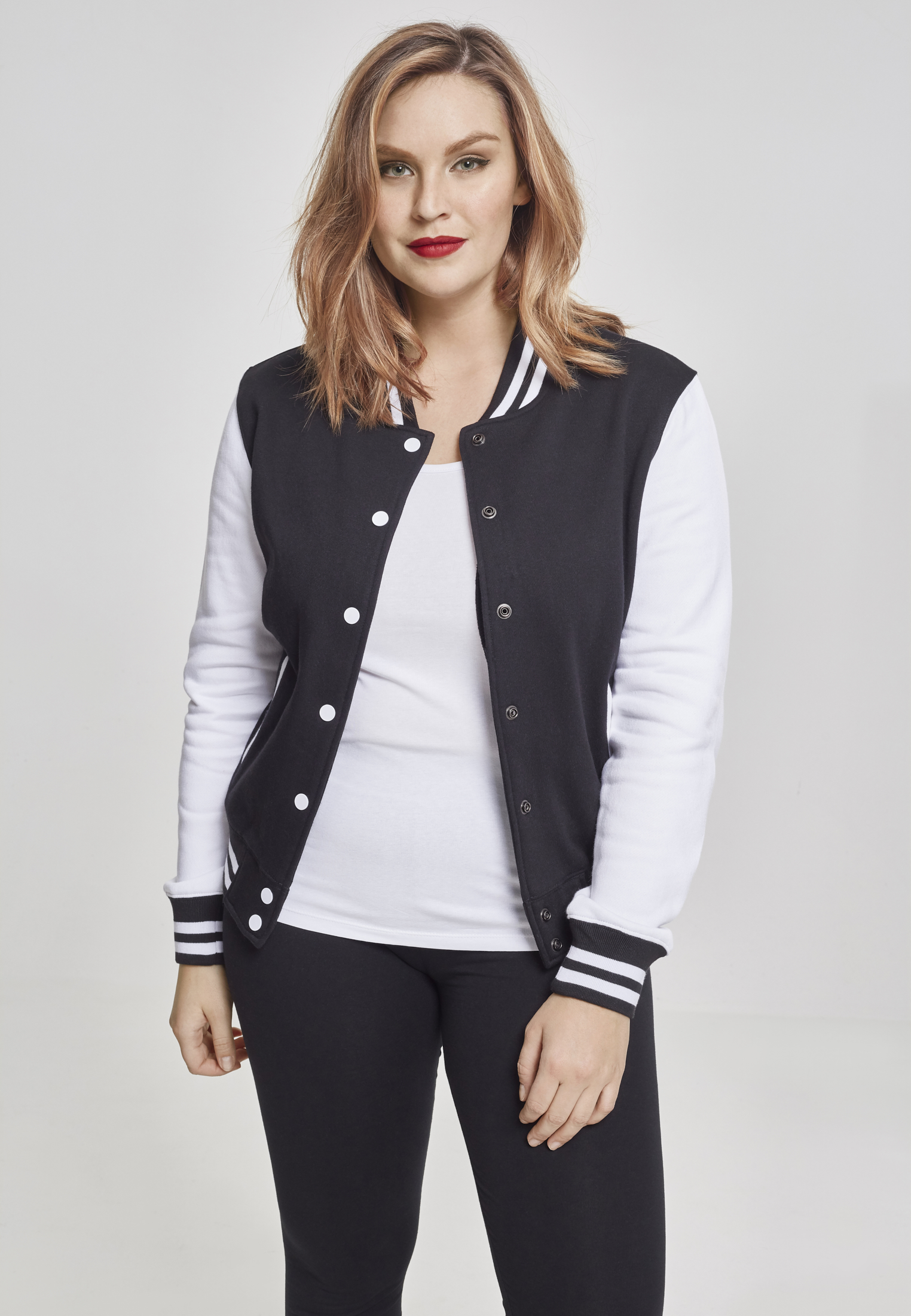 Ladies 2-tone College Sweatjacket blk/wht 3XL - alternate variant 1