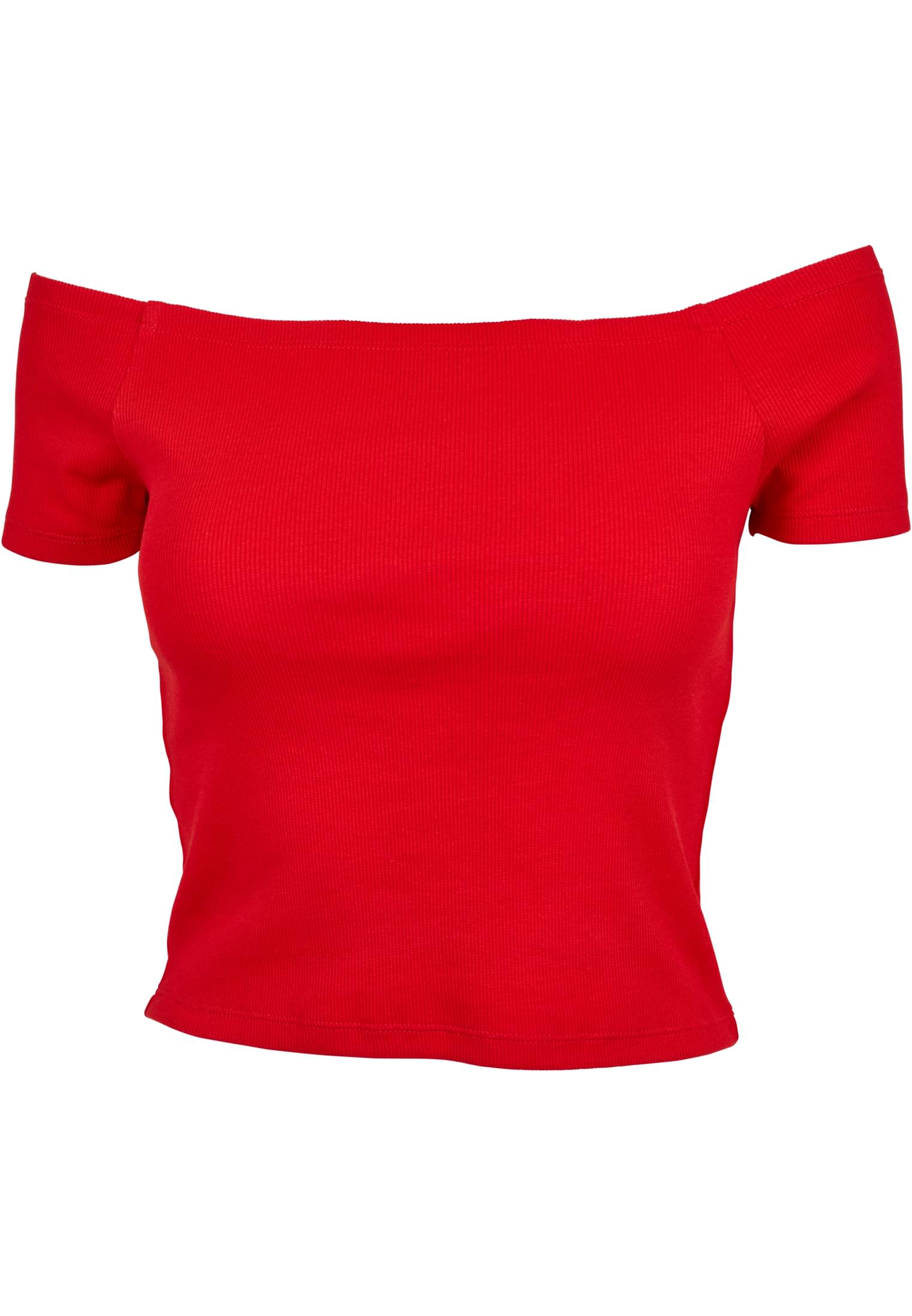 レディース オフショルダー リブ Tシャツ 火の赤 L
 - variant image 6