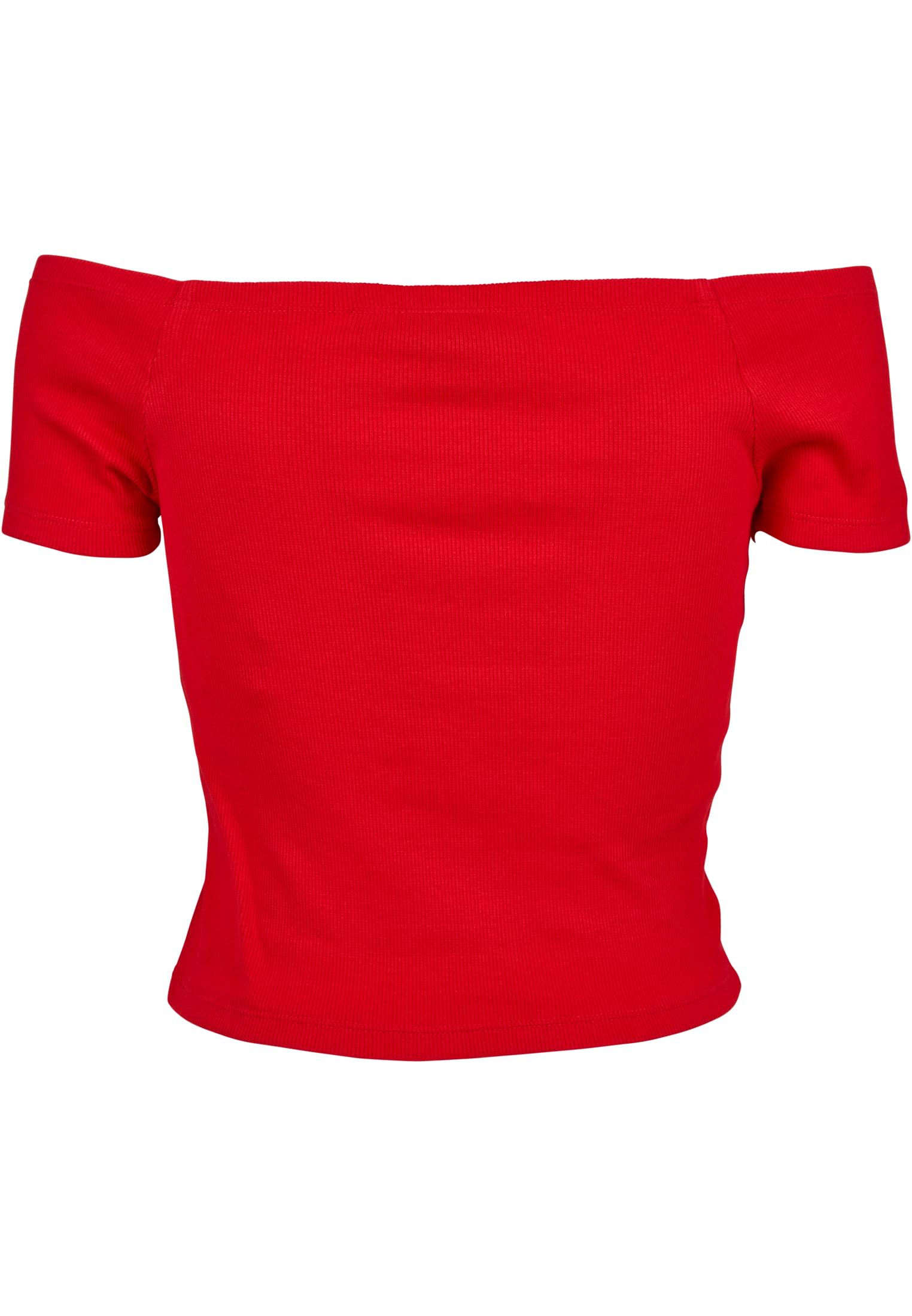 レディース オフショルダー リブ Tシャツ 火の赤 L
 - variant image 7