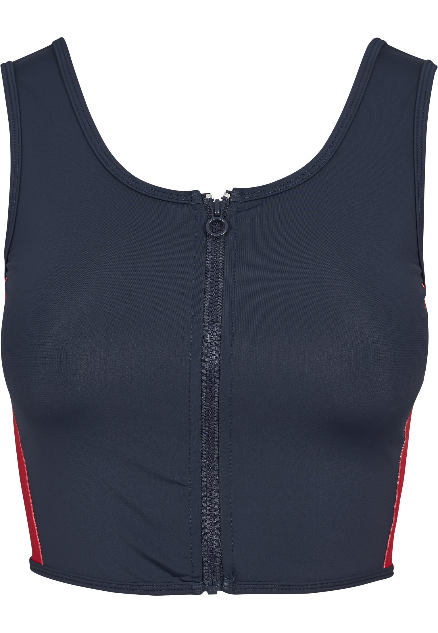 Ladies Side Stripe Cropped Zip Top navy/fire red/white L - variant image 5