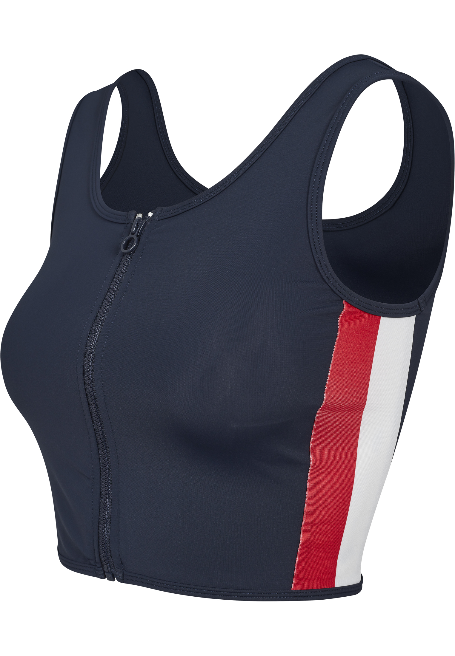 Ladies Side Stripe Cropped Zip Top navy/fire red/white L - variant image 7