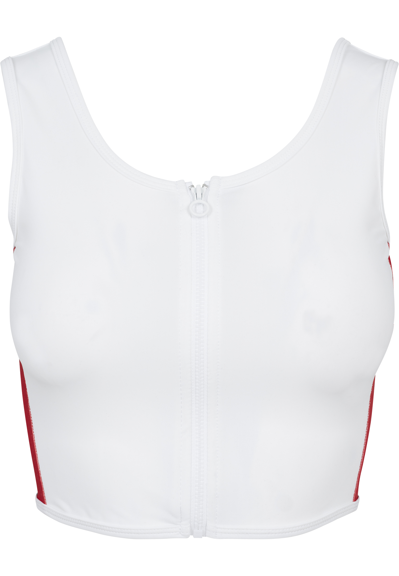 Ladies Side Stripe Cropped Zip Top white/firered/navy L - variant image 5