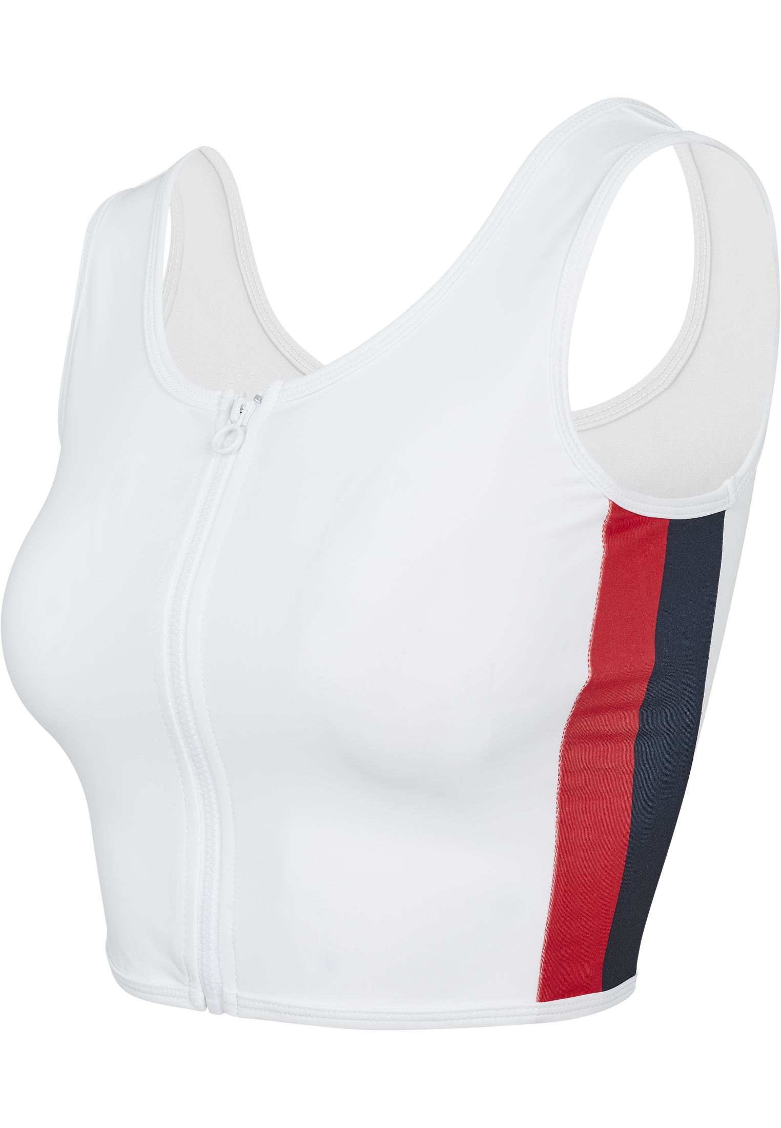 Ladies Side Stripe Cropped Zip Top white/firered/navy L - variant image 7