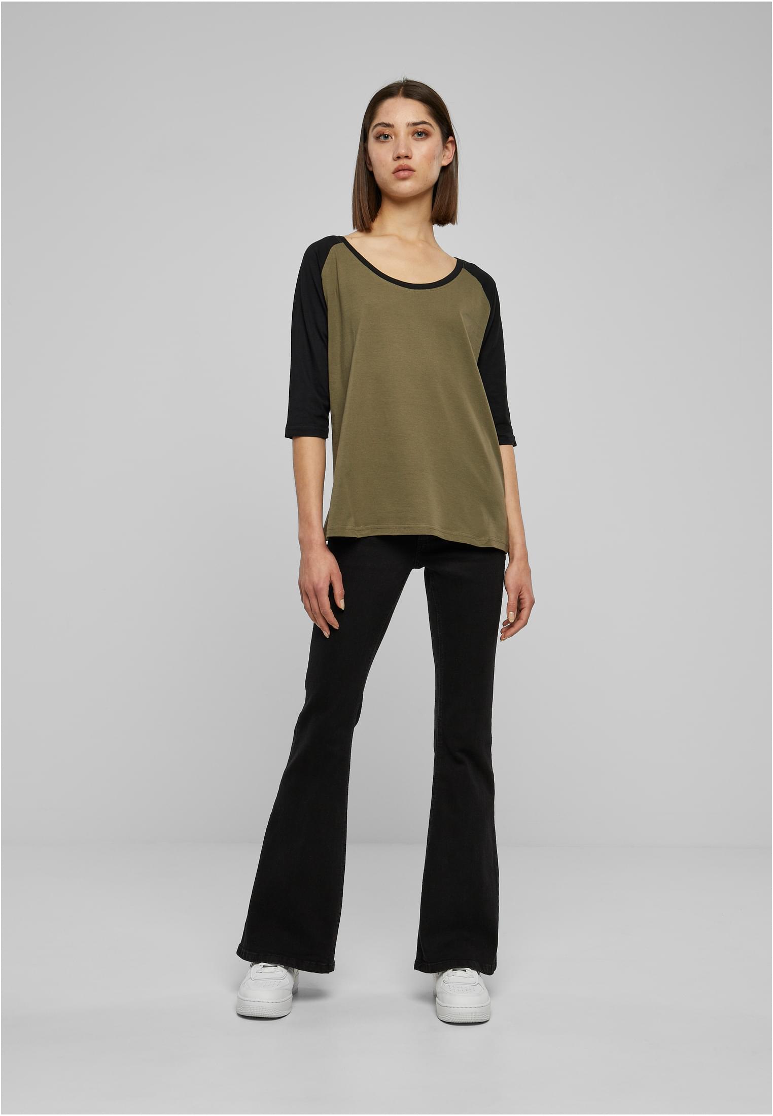 Ladies 3/4 Contrast Raglan Tee olive/black 3XL - variant image 4