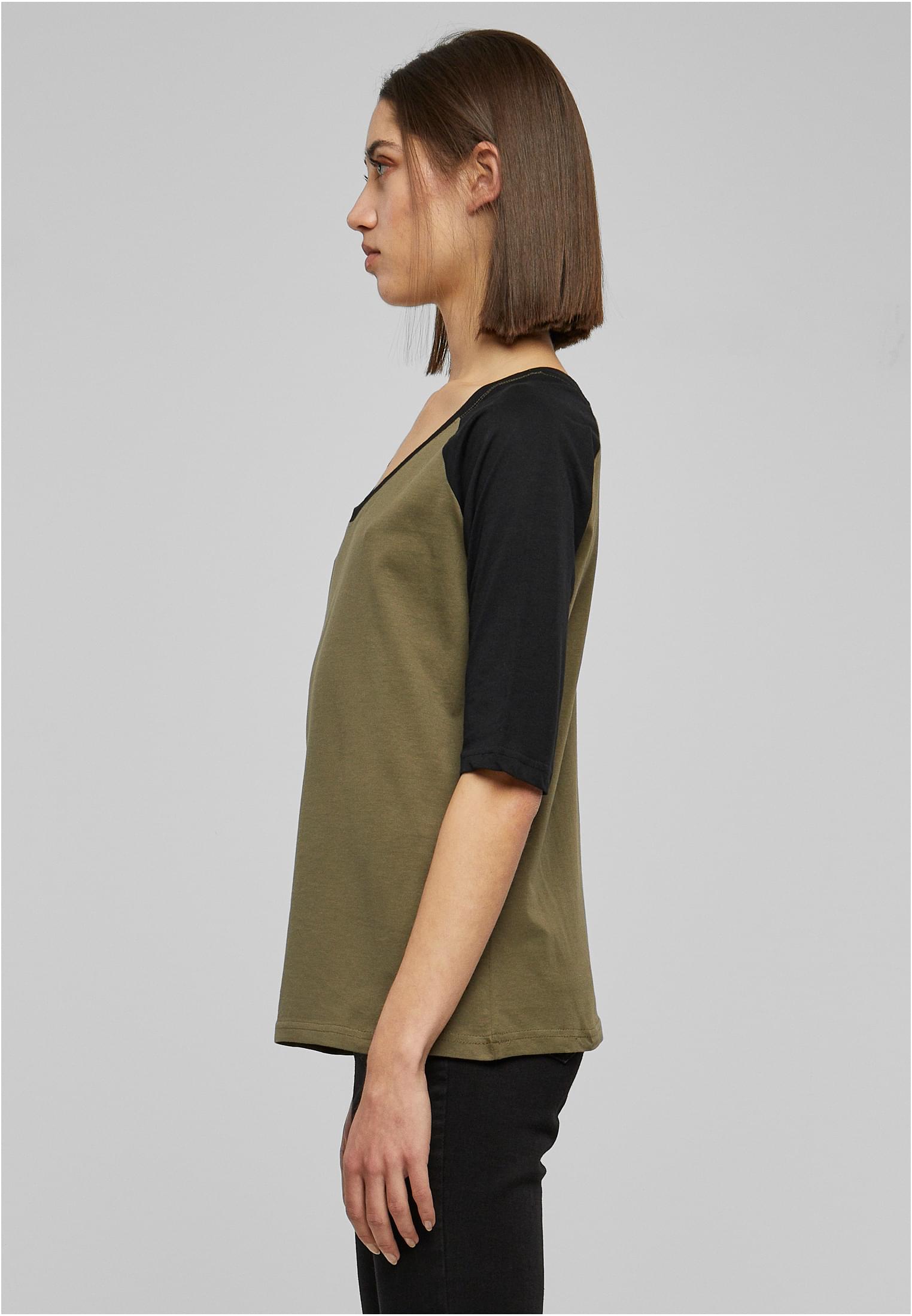 Ladies 3/4 Contrast Raglan Tee olive/black 3XL - variant image 1