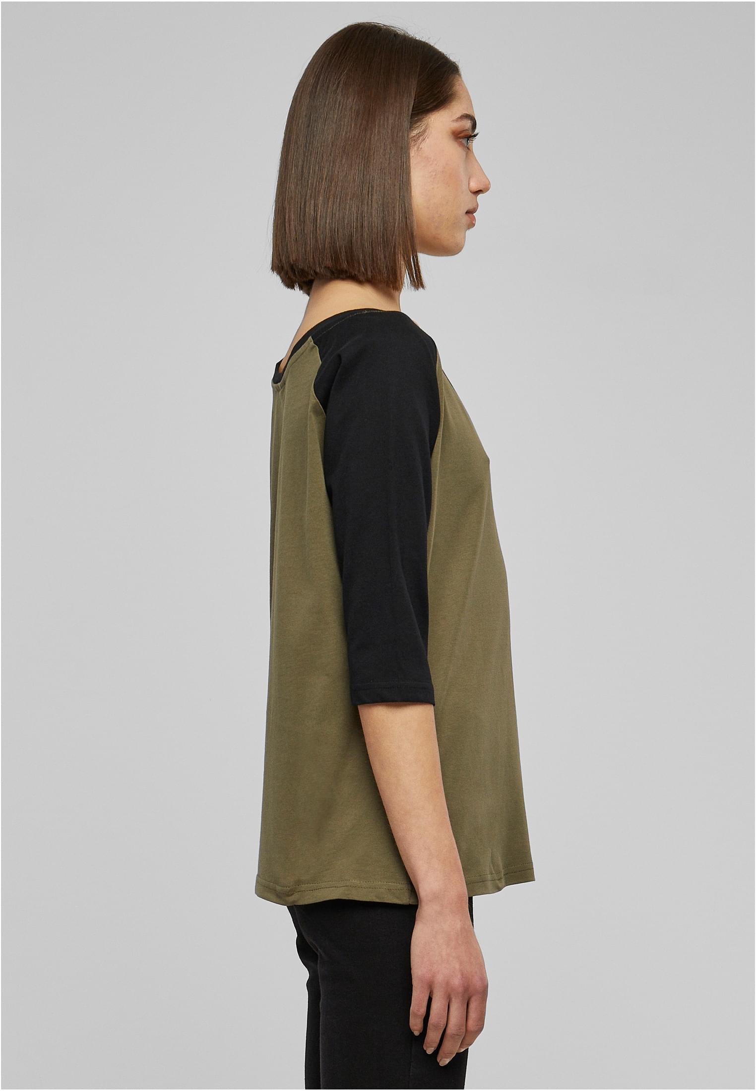 Ladies 3/4 Contrast Raglan Tee olive/black 3XL - variant image 3