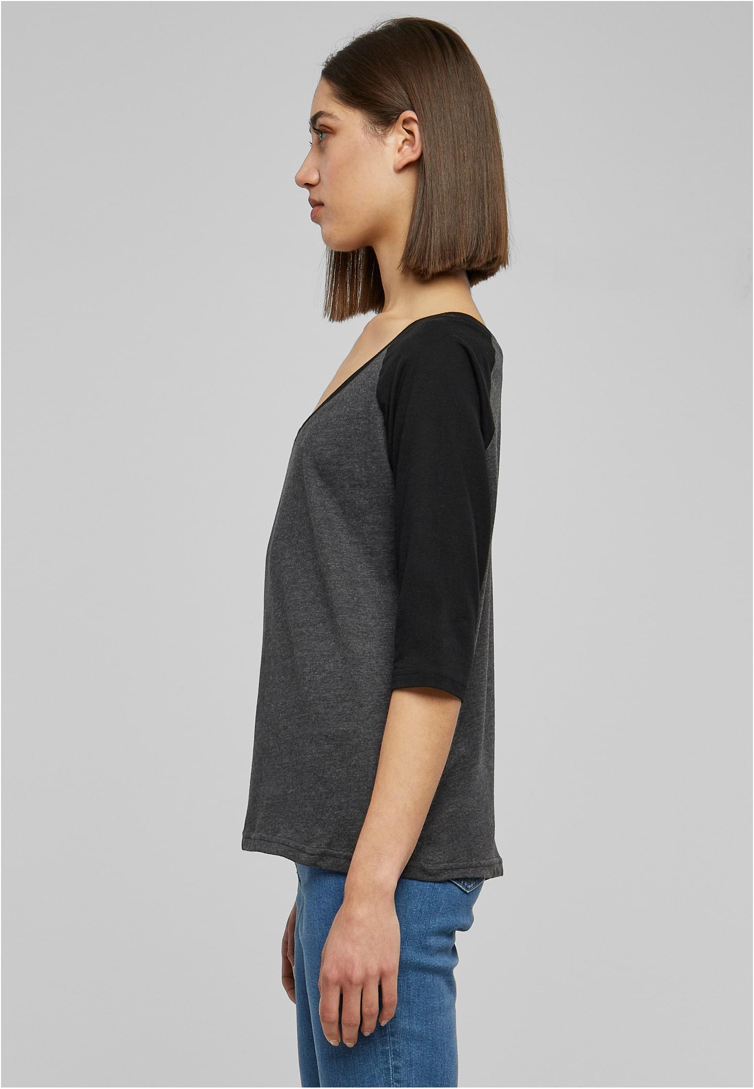 Frauen 3/4 Kontrast Raglan T-Shirt grau/schwarz 3XL
 - variant image 1