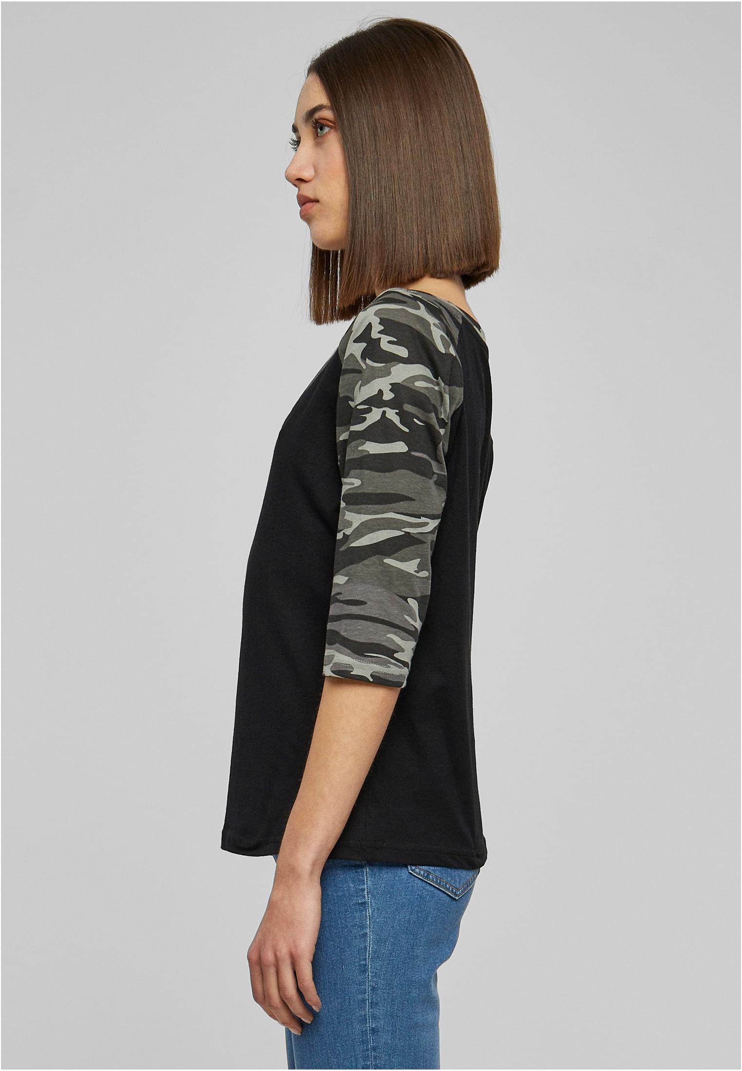 Femmes t-shirt contrasté raglan 3/4 manches noir/camouflage foncé 3XL
 - variant image 1