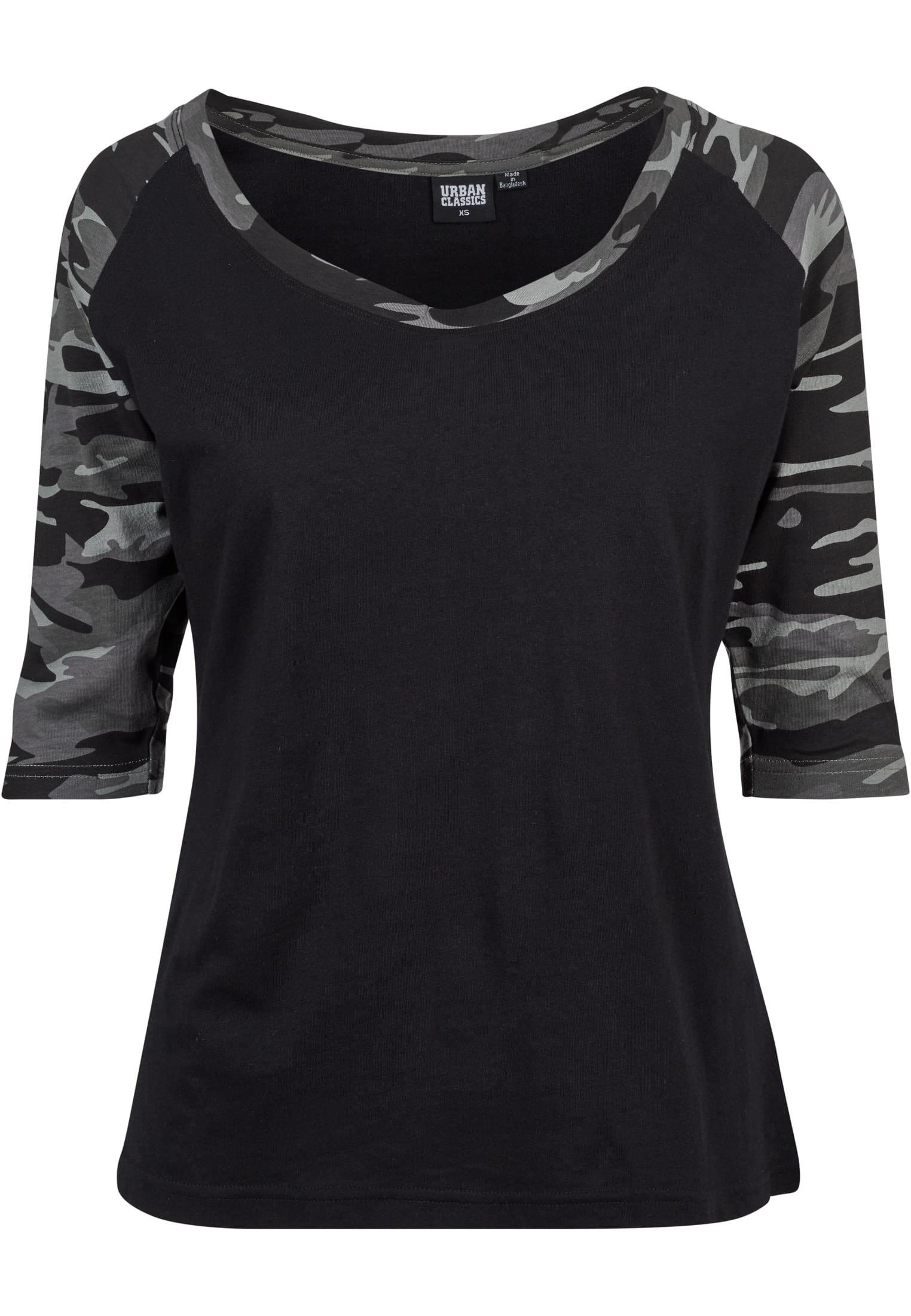 Femmes t-shirt contrasté raglan 3/4 manches noir/camouflage foncé 3XL
 - variant image 5