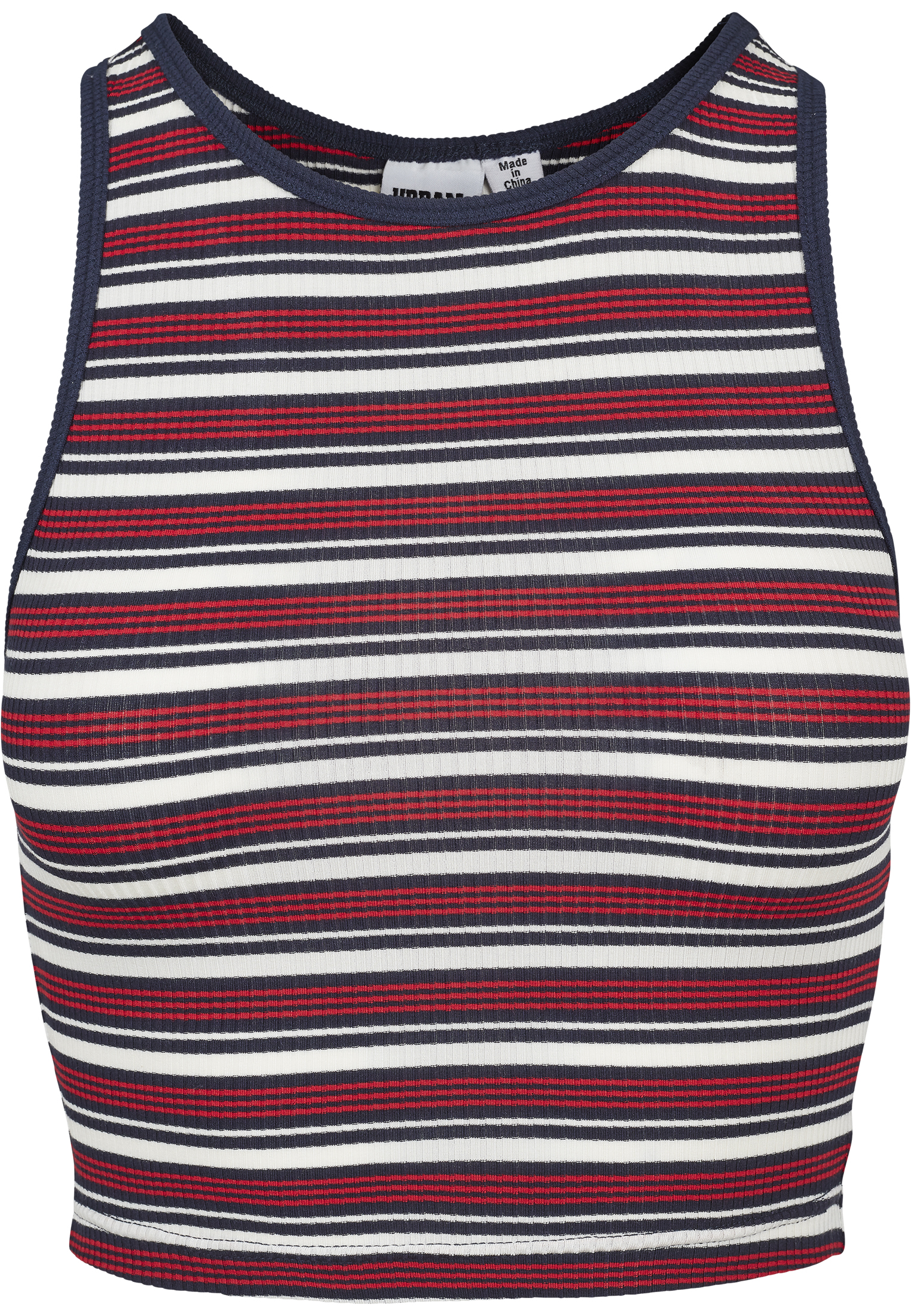 Femmes Top Coupe-à-la-Chevelure Rayures Riblé Blanc/Marine/Rouge Électrique L
 - variant image 7