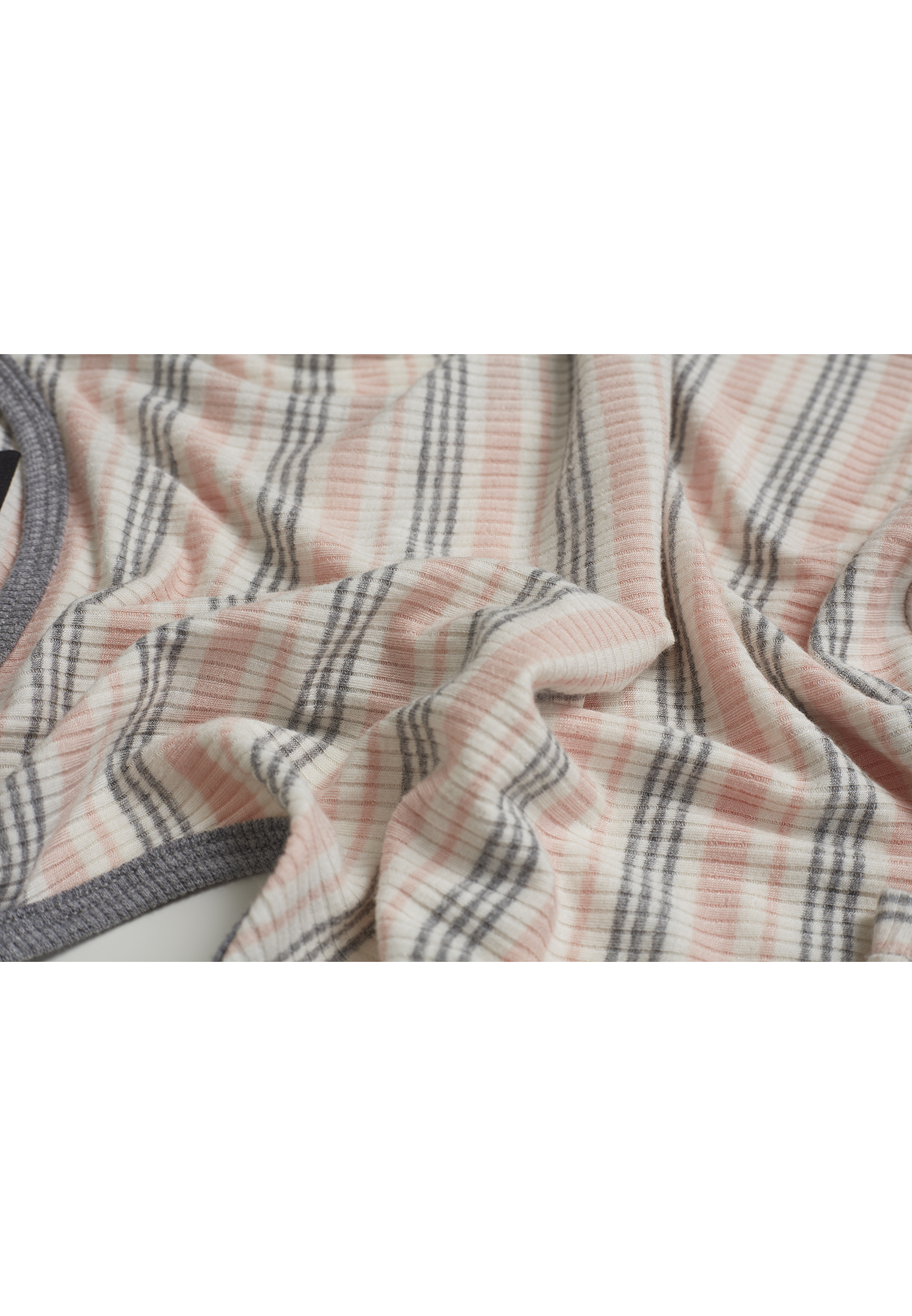 Femme Top Rayures Rib Cropped rose/blanc/gris
 - variant image 8