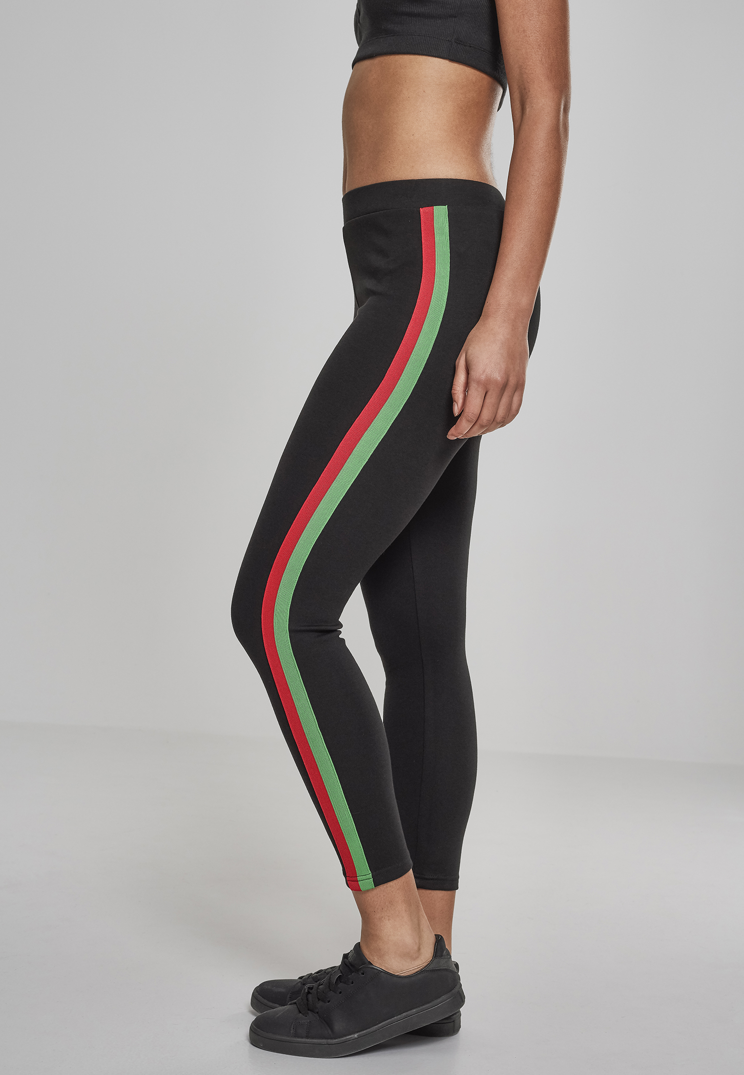 Ladies 3-Tone Tape Leggings black/firered/green L - variant image 2