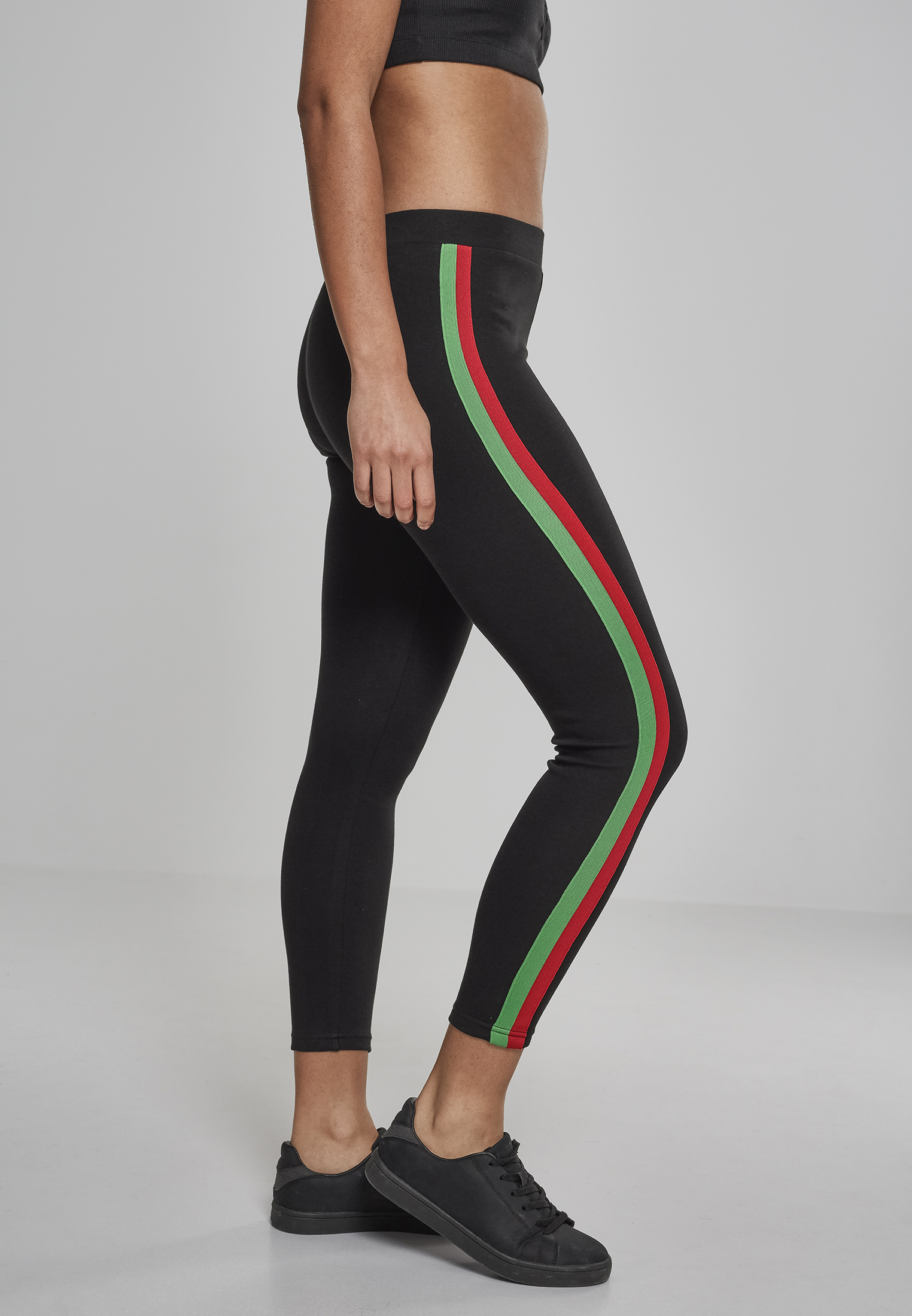 Ladies 3-Tone Tape Leggings black/firered/green L - variant image 3