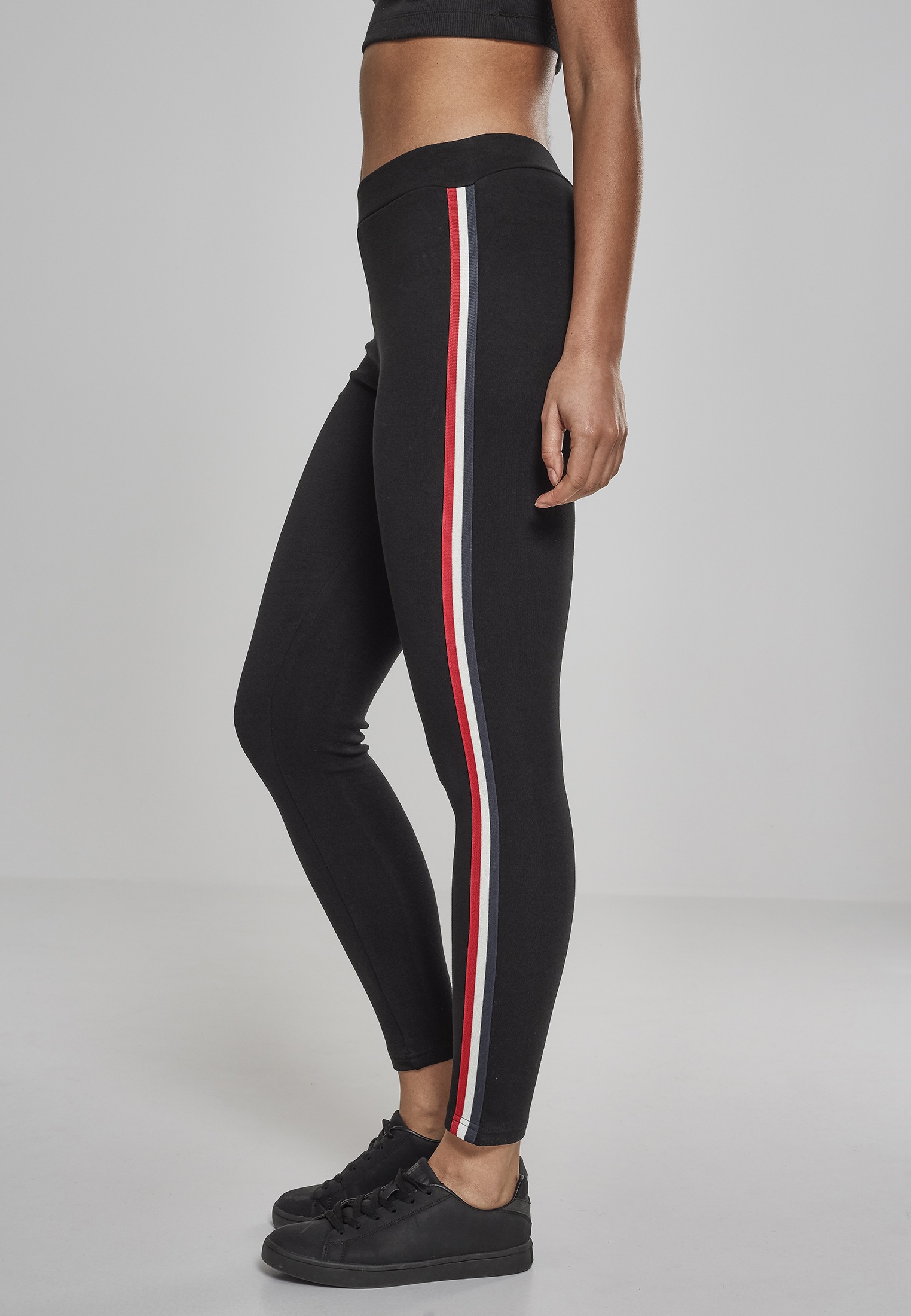 Ladies 3-Tone Tape Leggings black/firered/white/navy XL - variant image 2