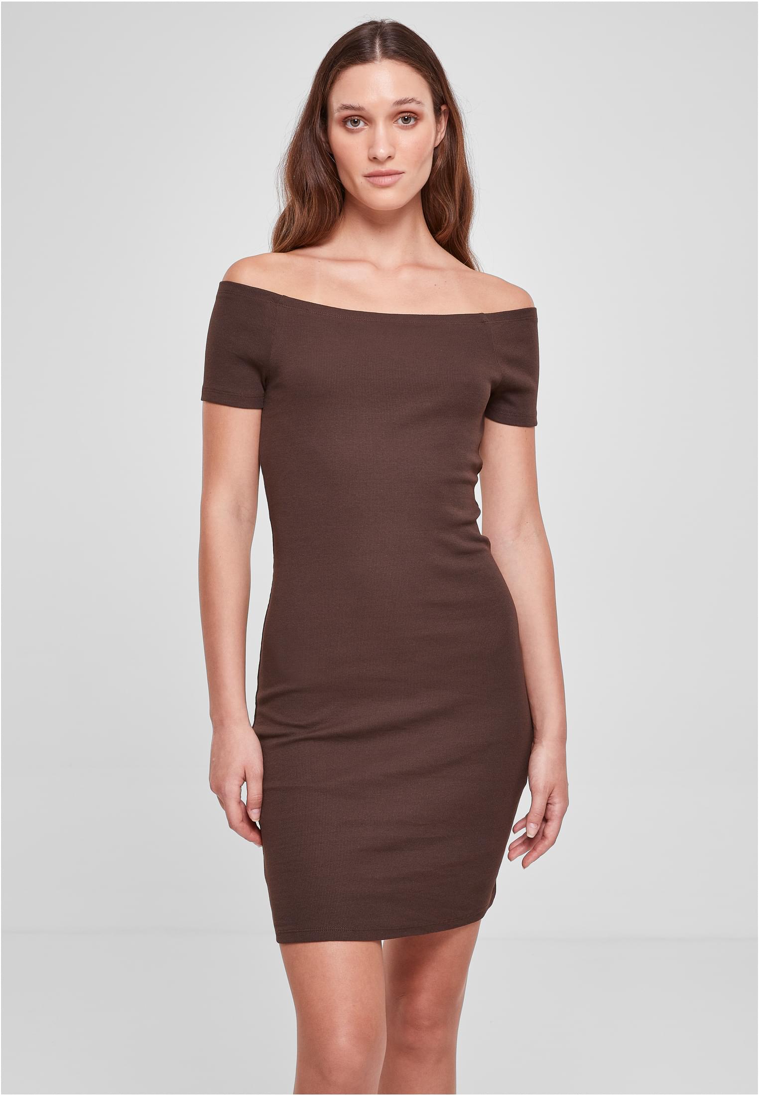 Ladies Off Shoulder Rib Dress brown 3XL - alternate variant 2