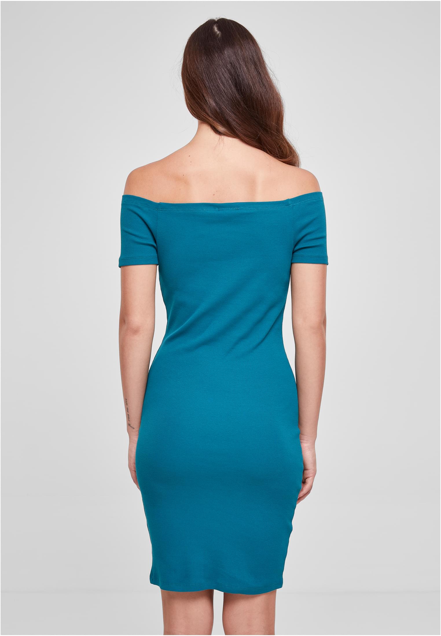 Ladies Off Shoulder Rib Dress watergreen 3XL - variant image 2