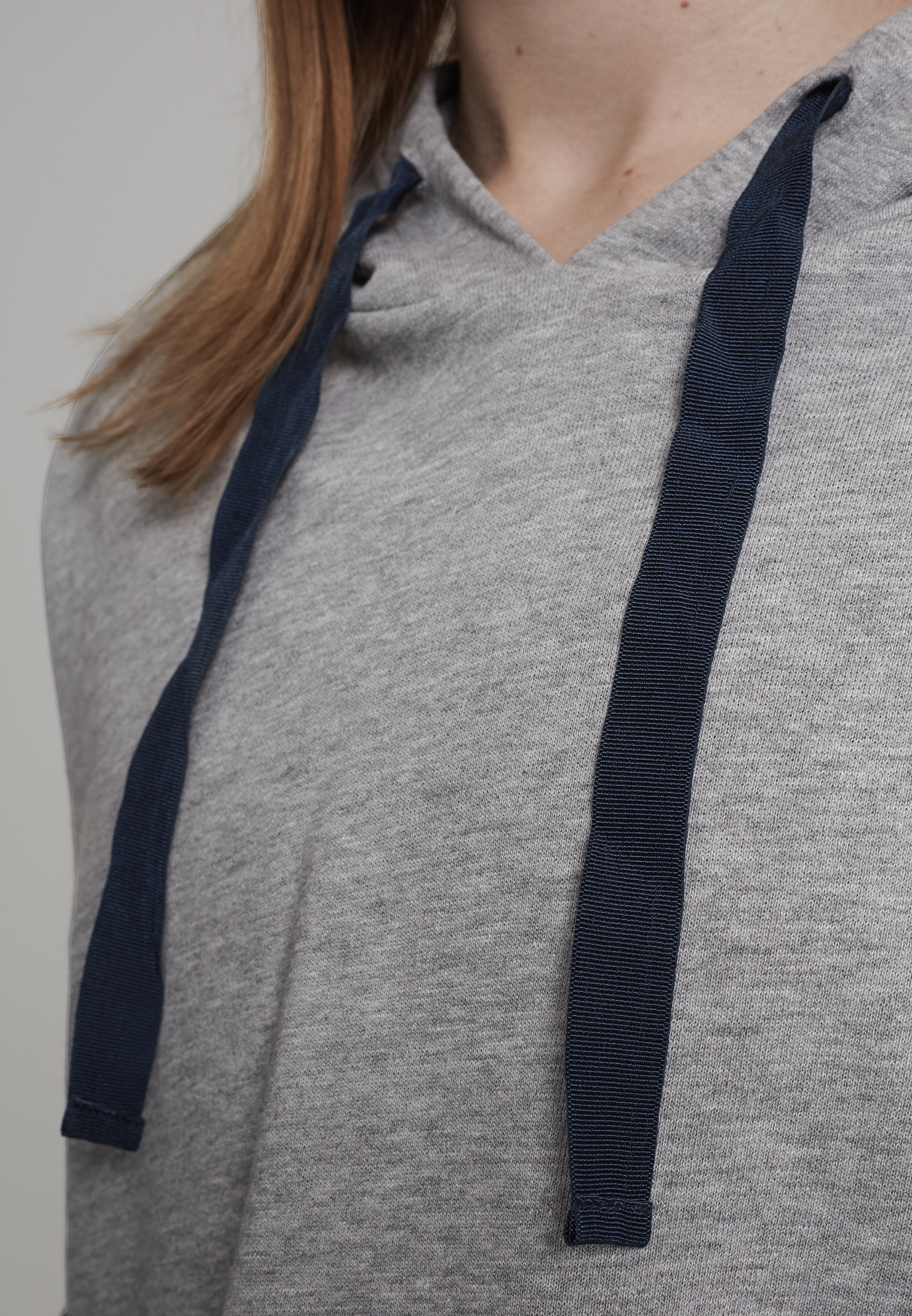 Ladies Taped Short Sleeve Hoody grey/navy L - variant image 6