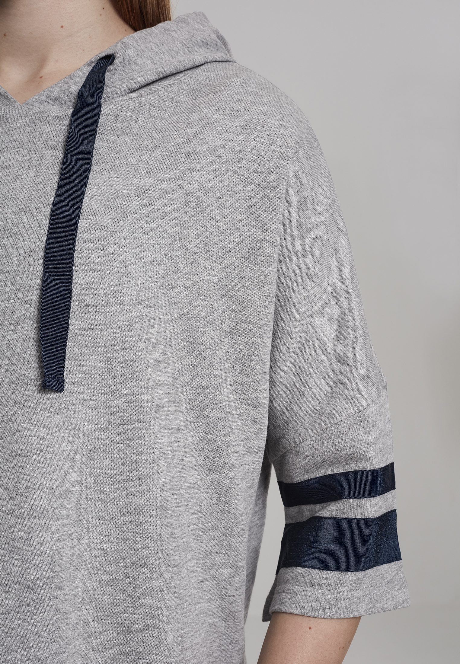Ladies Taped Short Sleeve Hoody grey/navy L - variant image 8