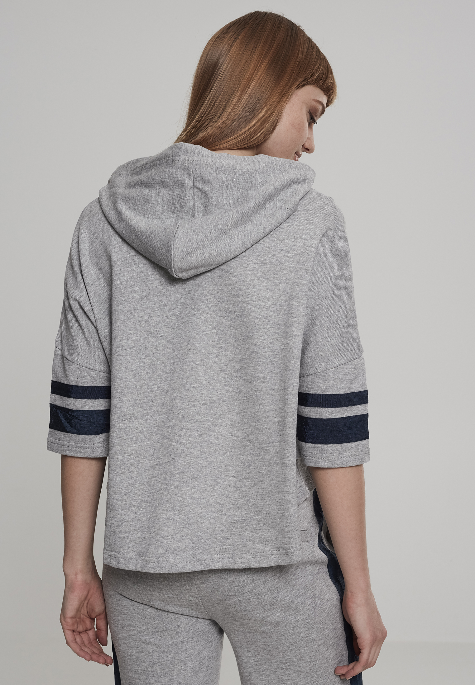 Ladies Taped Short Sleeve Hoody grey/navy L - variant image 2