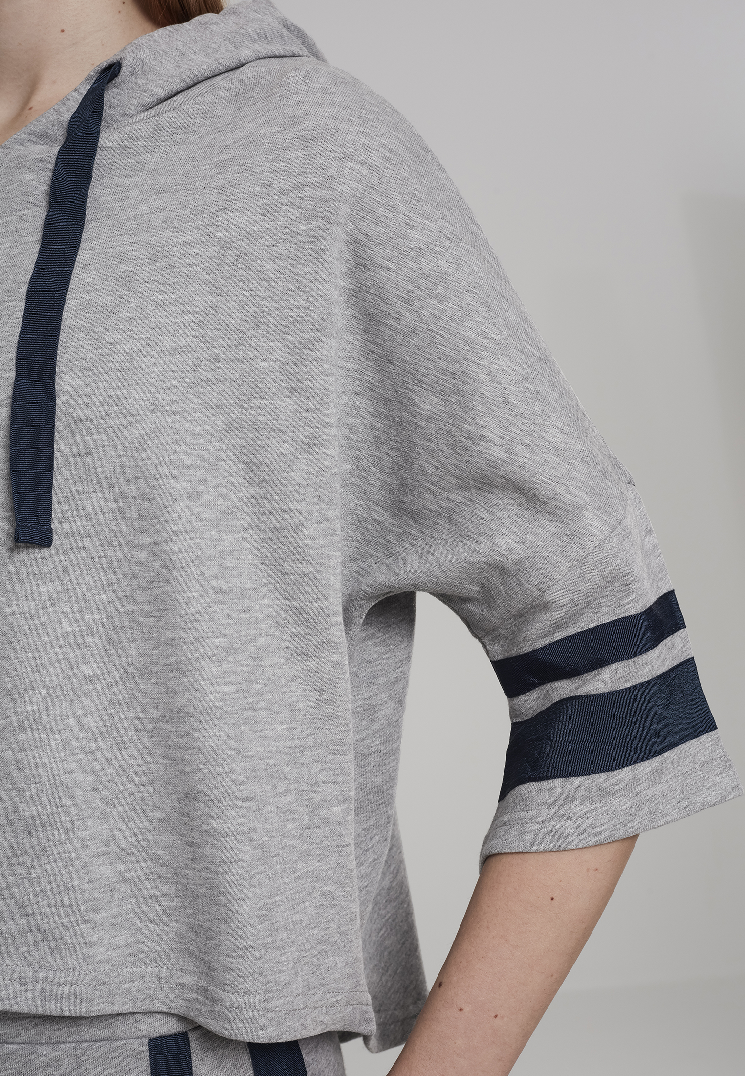 Ladies Taped Short Sleeve Hoody grey/navy L - variant image 10