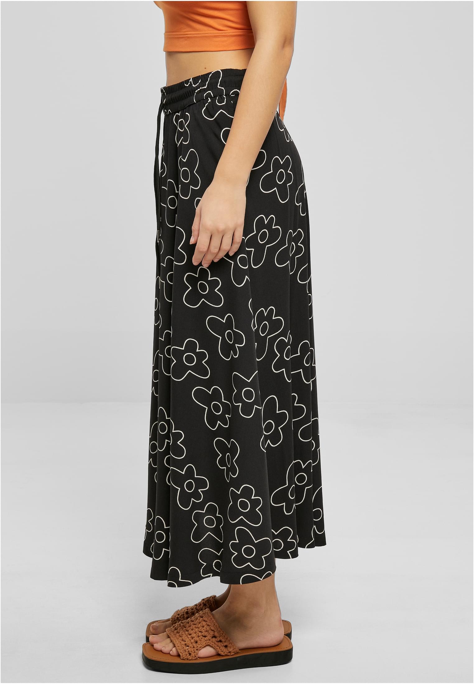 Ladies Viscose Midi Skirt blackflower 3XL - variant image 1