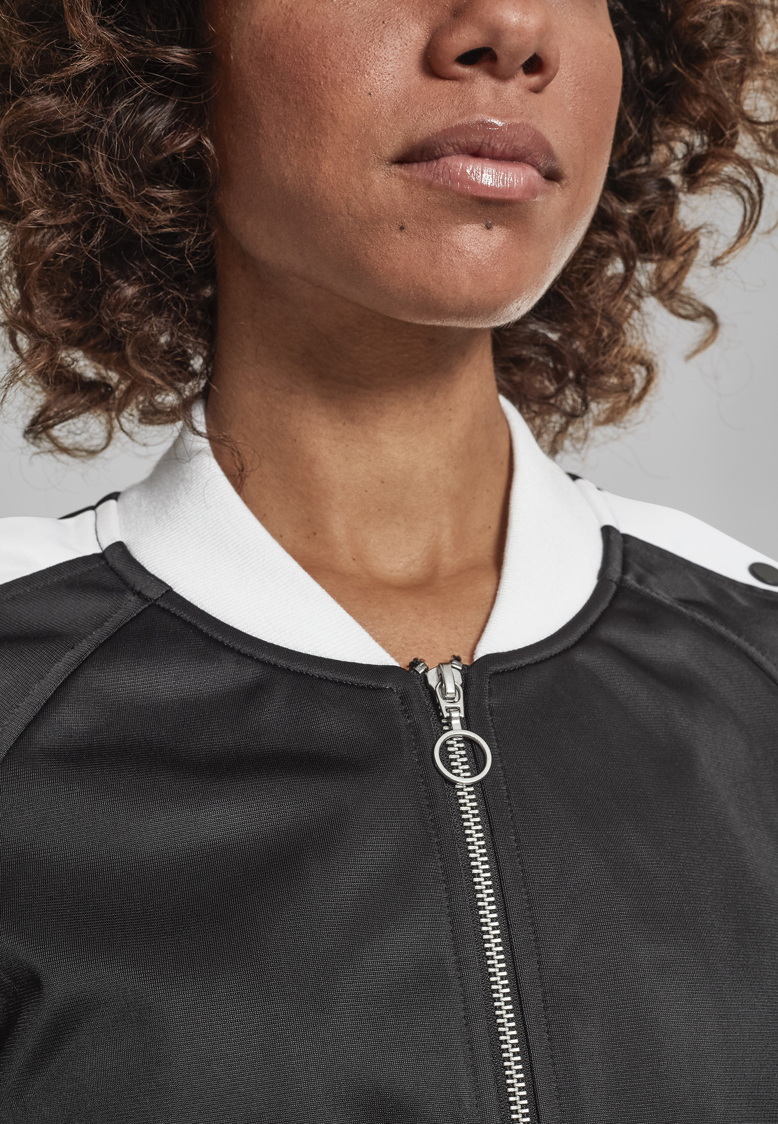 Ladies Button Up Track Jacket blk/wht/blk L - variant image 2