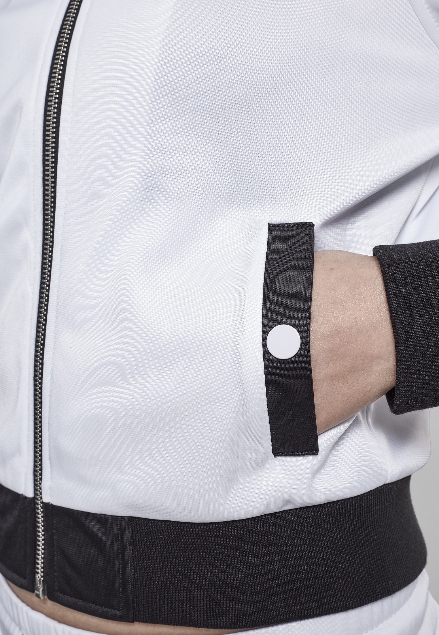 Ladies Button Up Track Jacket wht/blk/wht L - variant image 5
