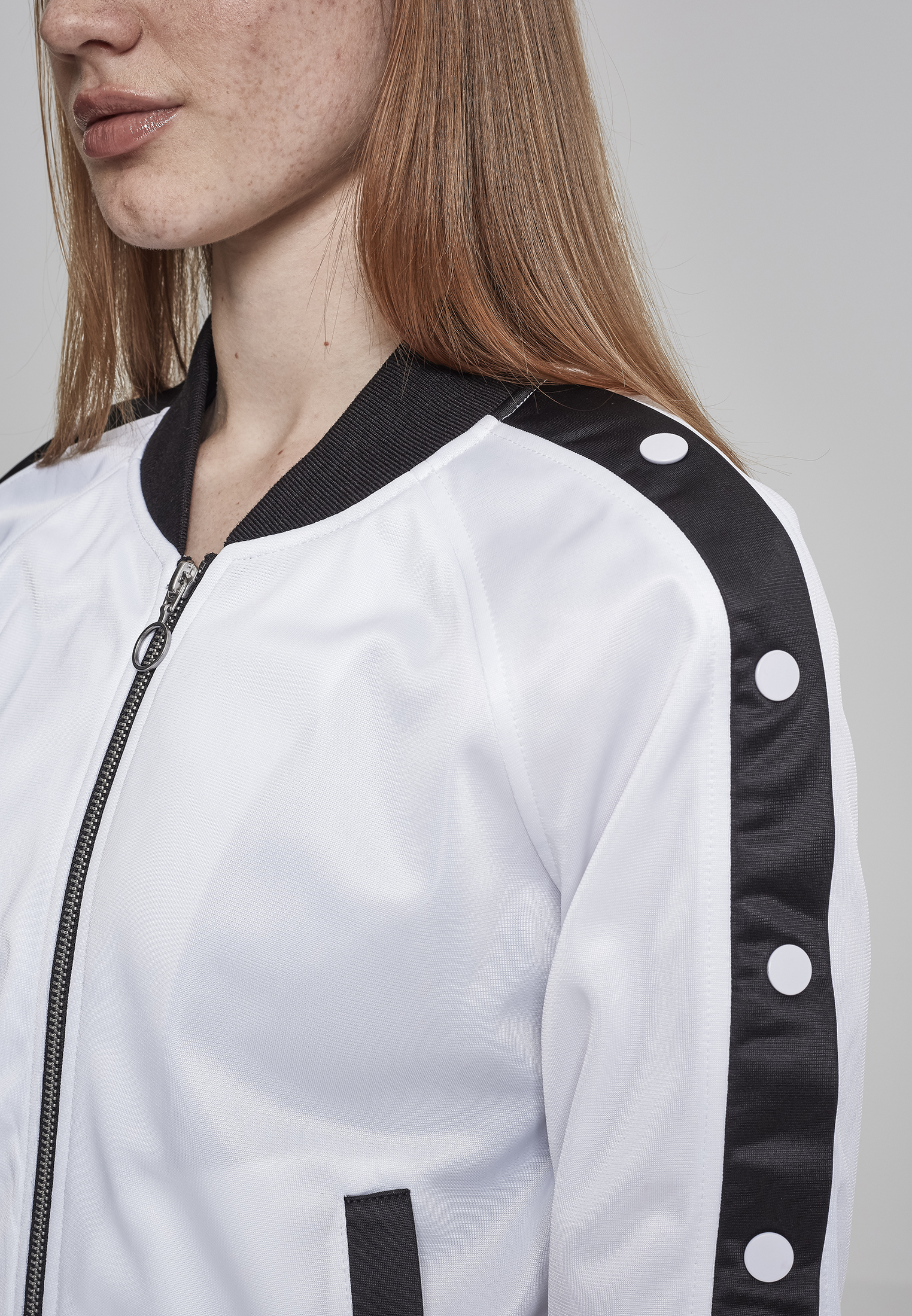 Ladies Button Up Track Jacket wht/blk/wht L - variant image 6
