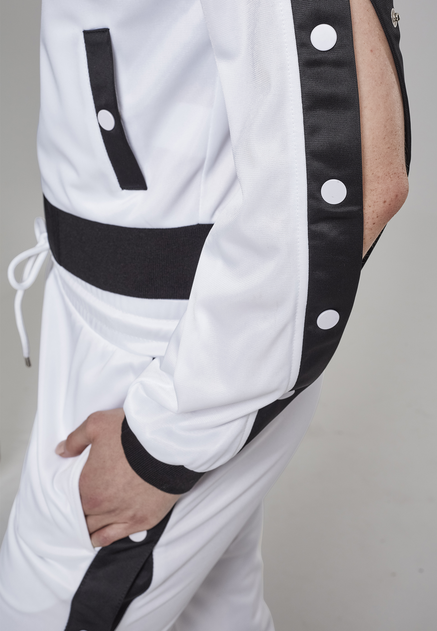 Ladies Button Up Track Jacket wht/blk/wht L - variant image 8